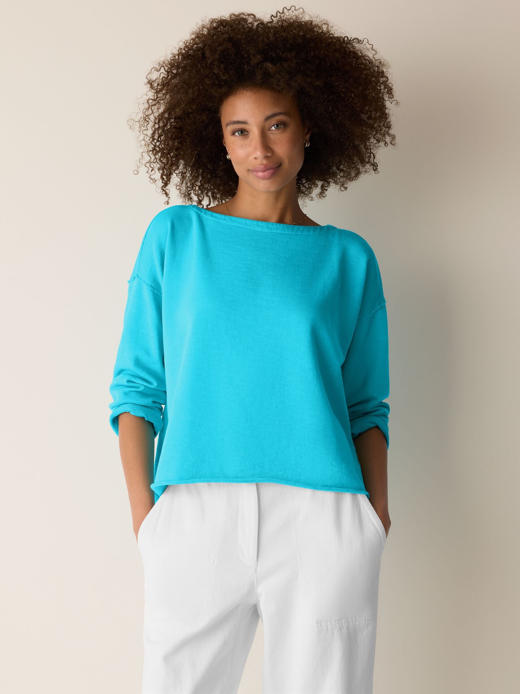 Eileen Fisher Bateau Neck Boxy Top