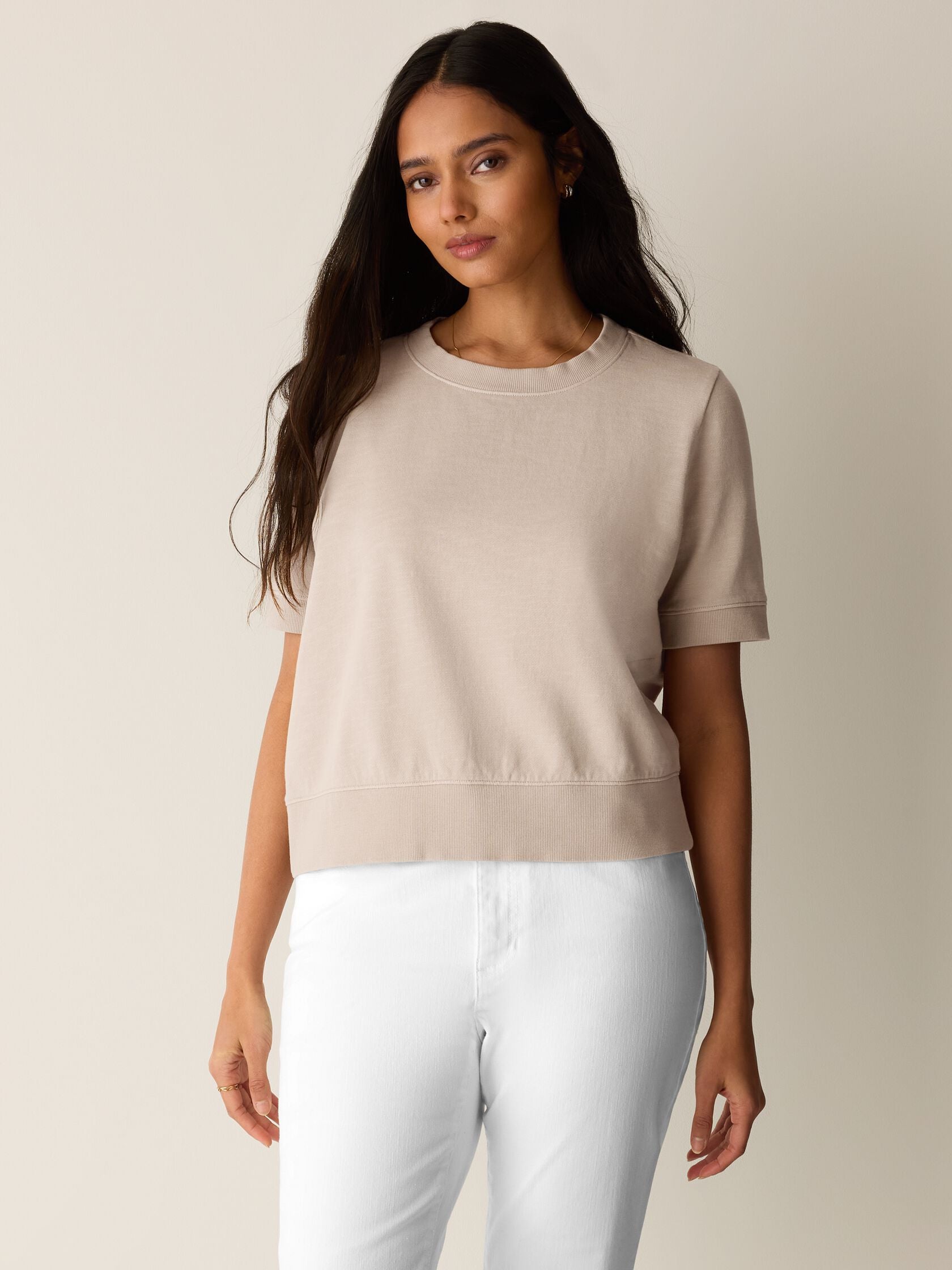 Eileen Fisher Crew Neck Short Sleeve Sweatshirt