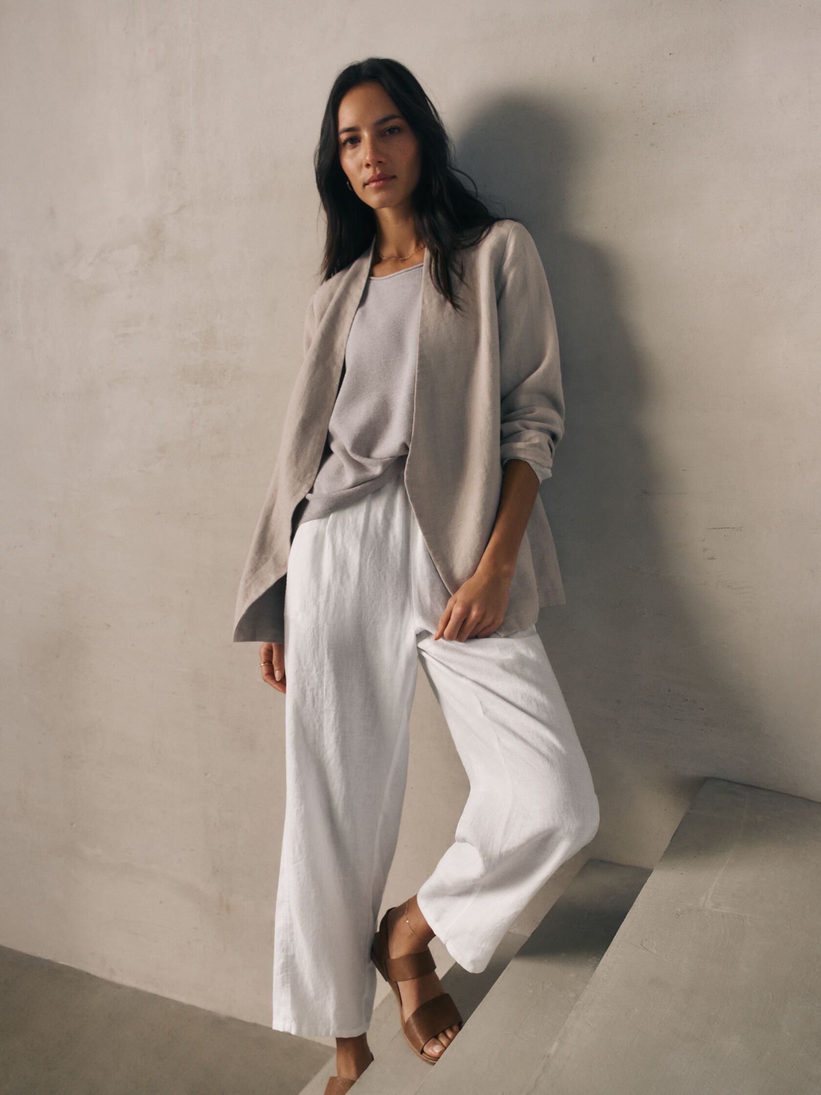 Eileen Fisher High Collar Cut-Away Jacket