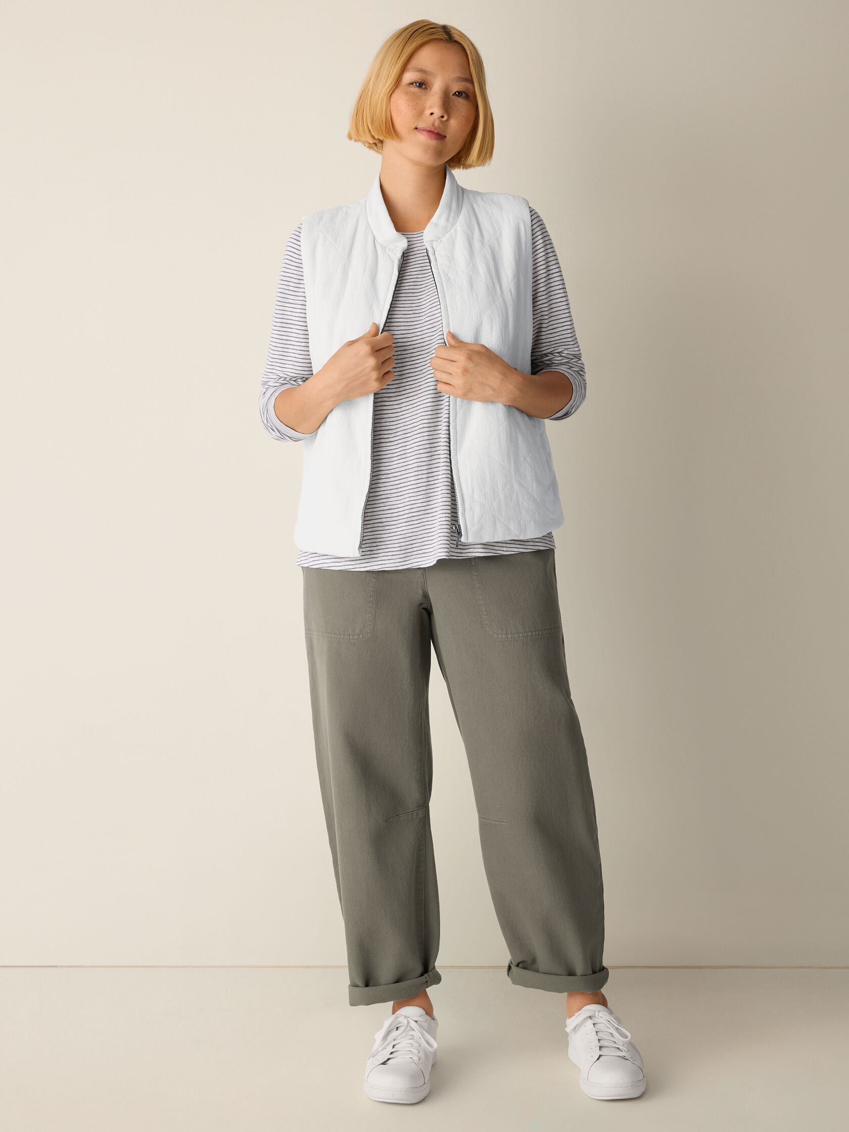 Eileen Fisher Striped Crew Neck Long Sleeve Tee