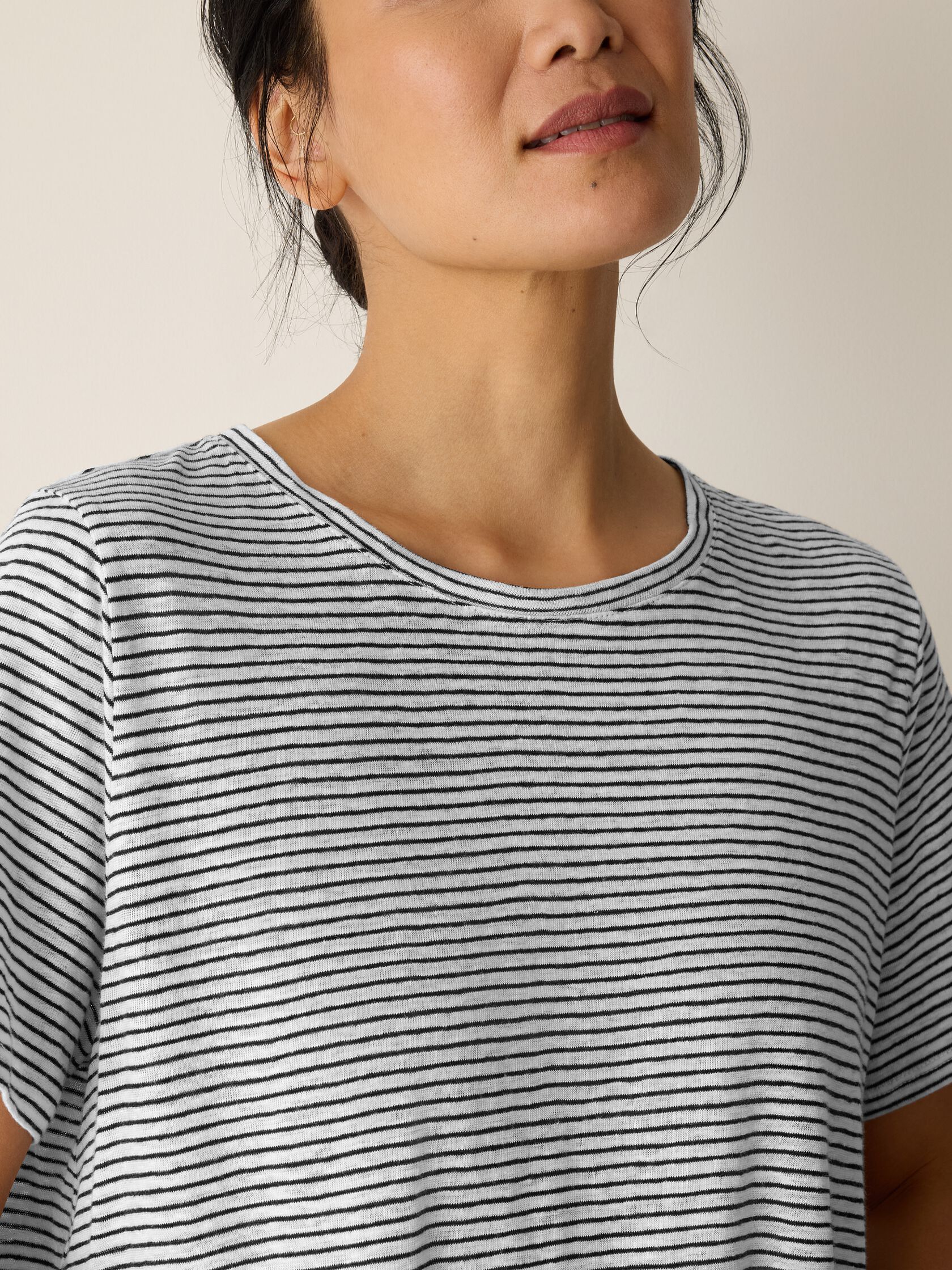 Eileen Fisher Striped Crew Neck Short Sleeve Tee
