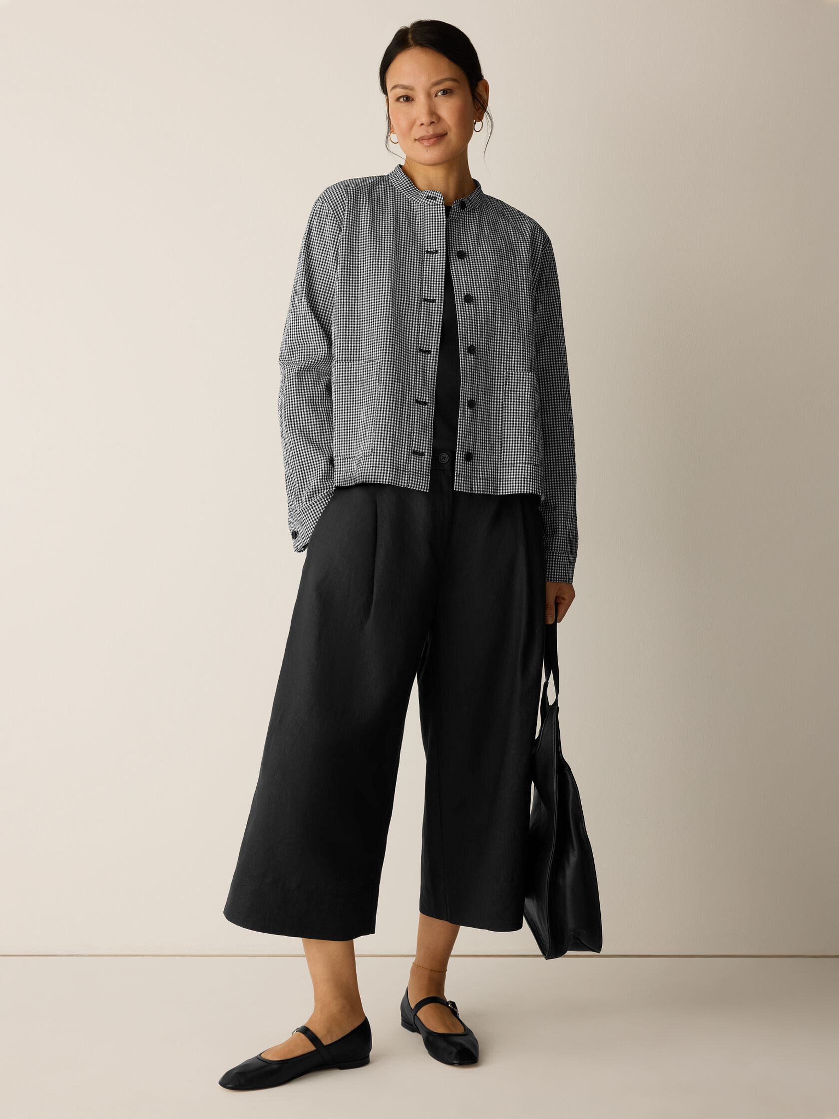 Eileen Fisher Mandarin Collar Shirt Jacket