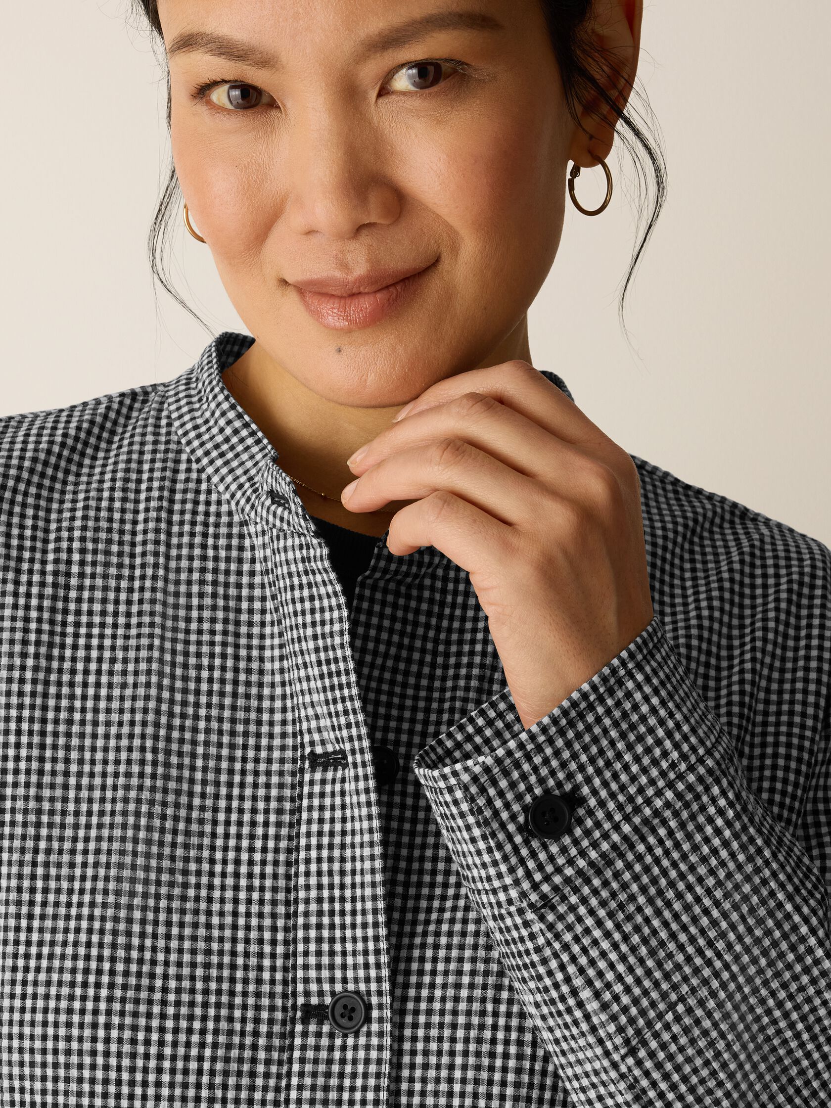 Eileen Fisher Mandarin Collar Shirt Jacket