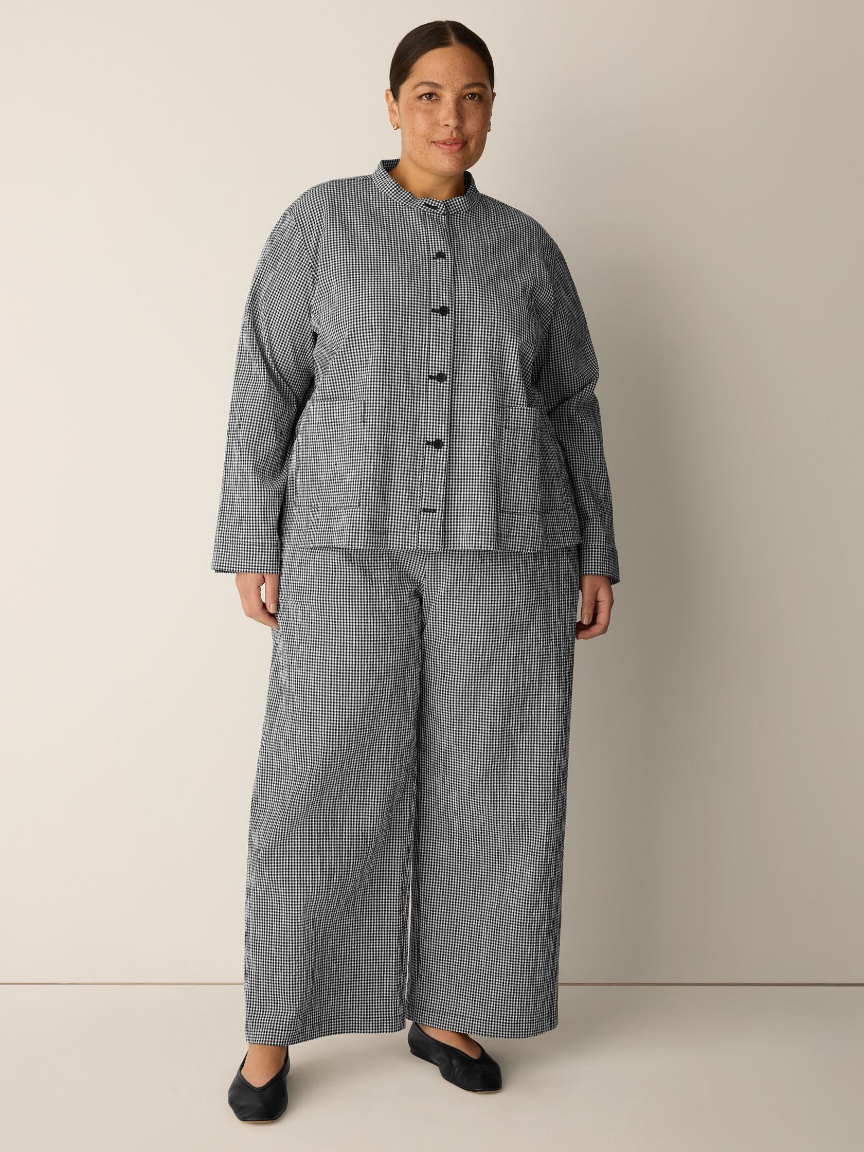 Eileen Fisher Mandarin Collar Shirt Jacket