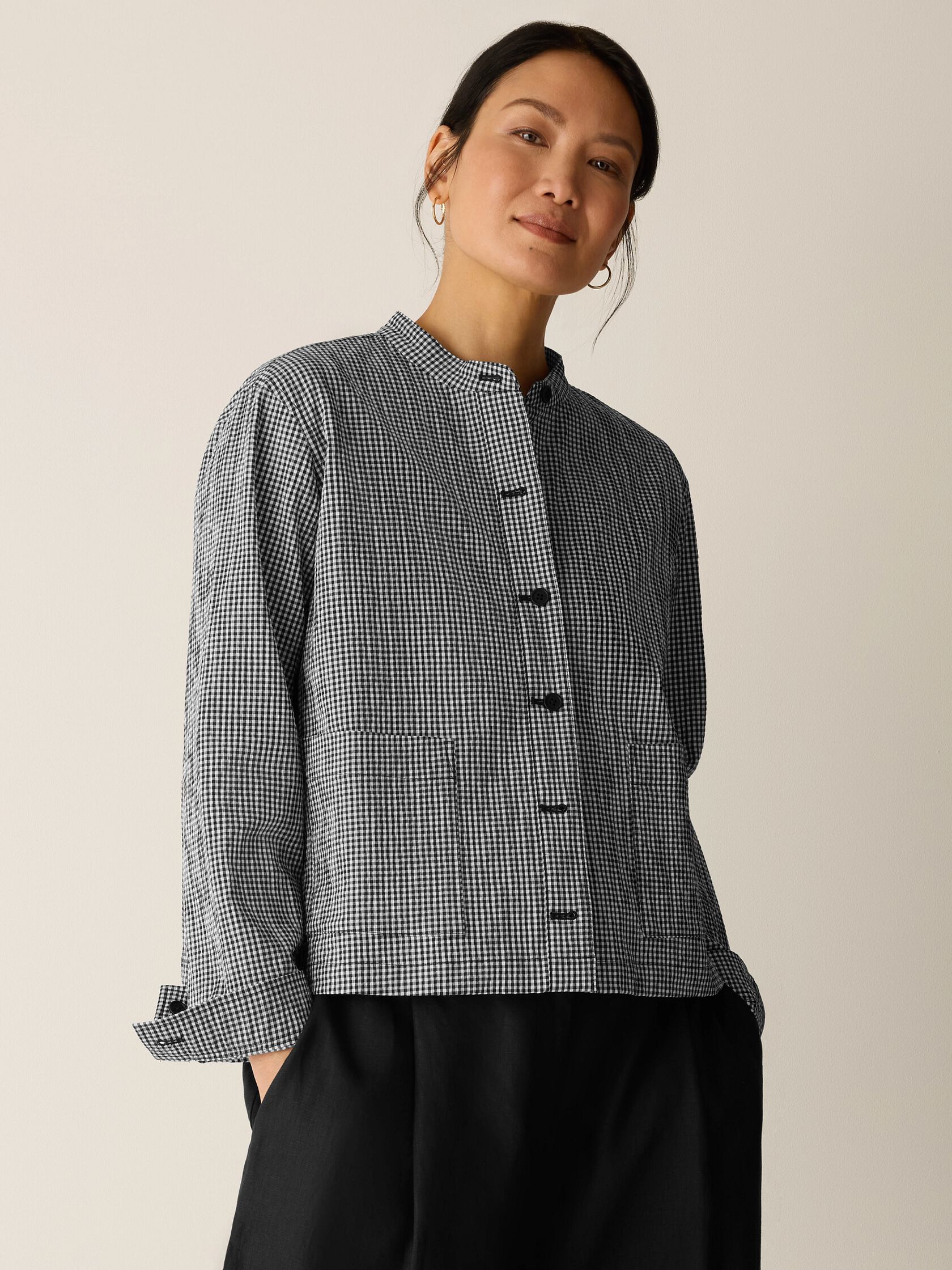 Eileen Fisher Mandarin Collar Shirt Jacket