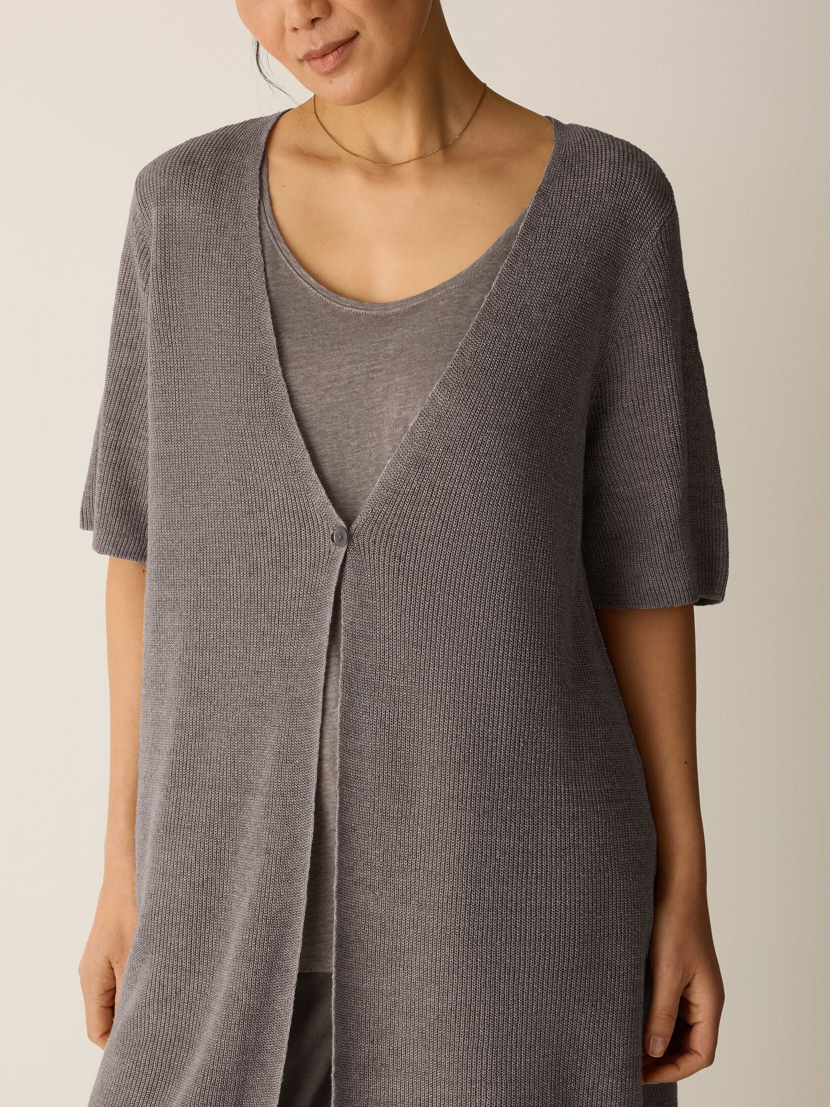 Eileen Fisher V-Neck Short Sleeve Cardigan