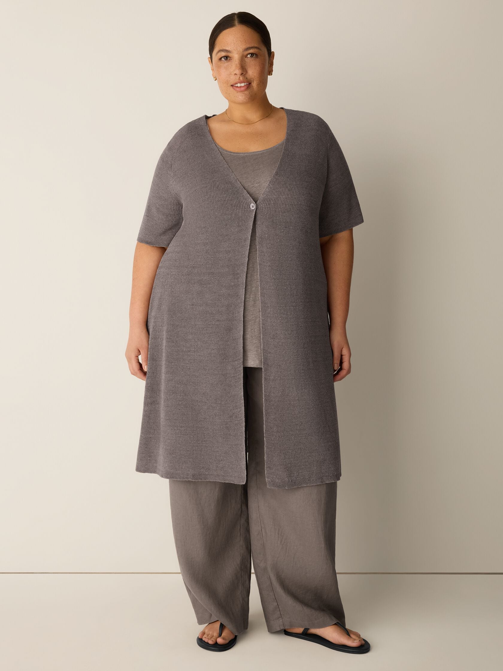 Eileen Fisher V-Neck Short Sleeve Cardigan