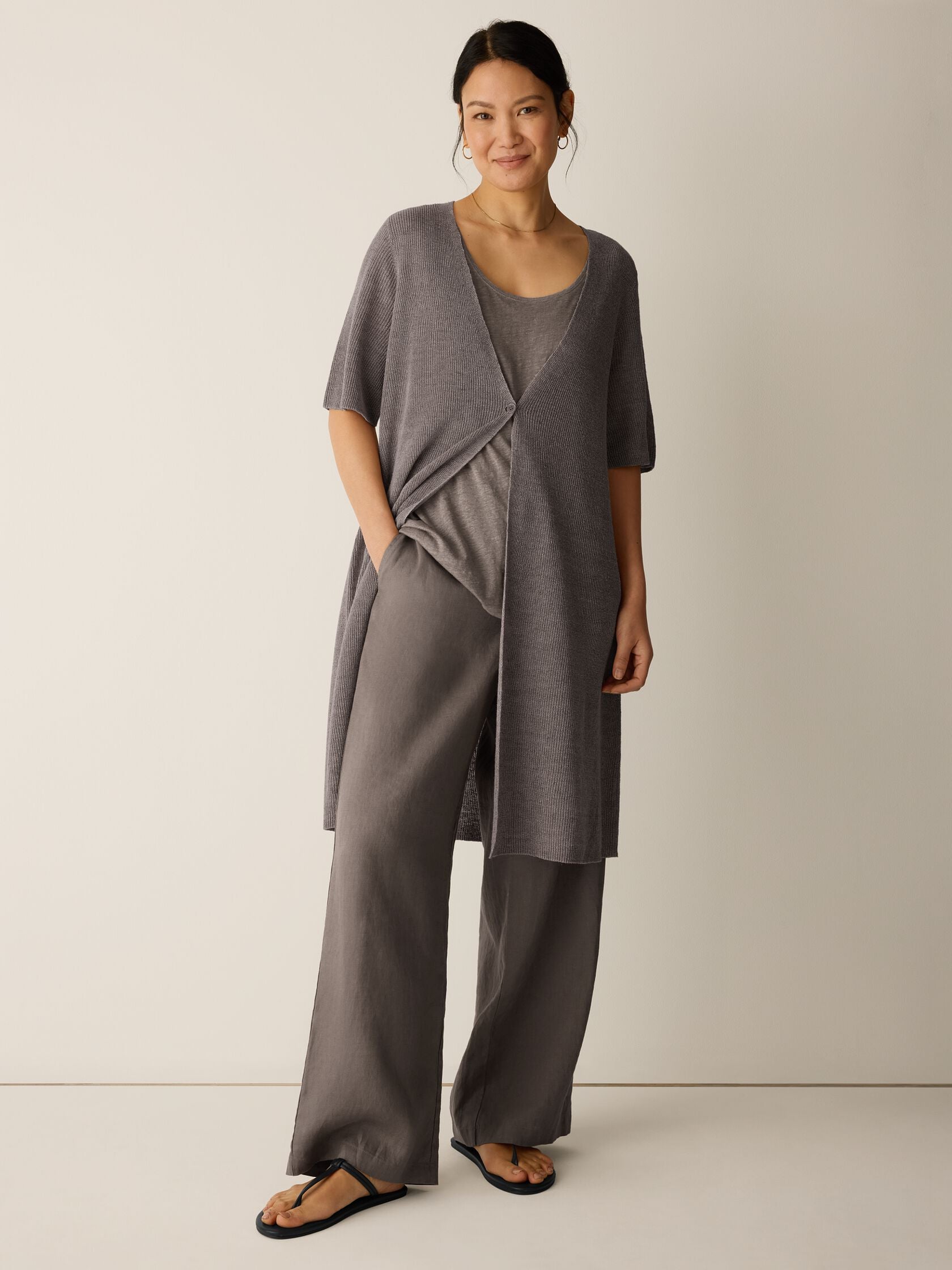 Eileen Fisher V-Neck Short Sleeve Cardigan