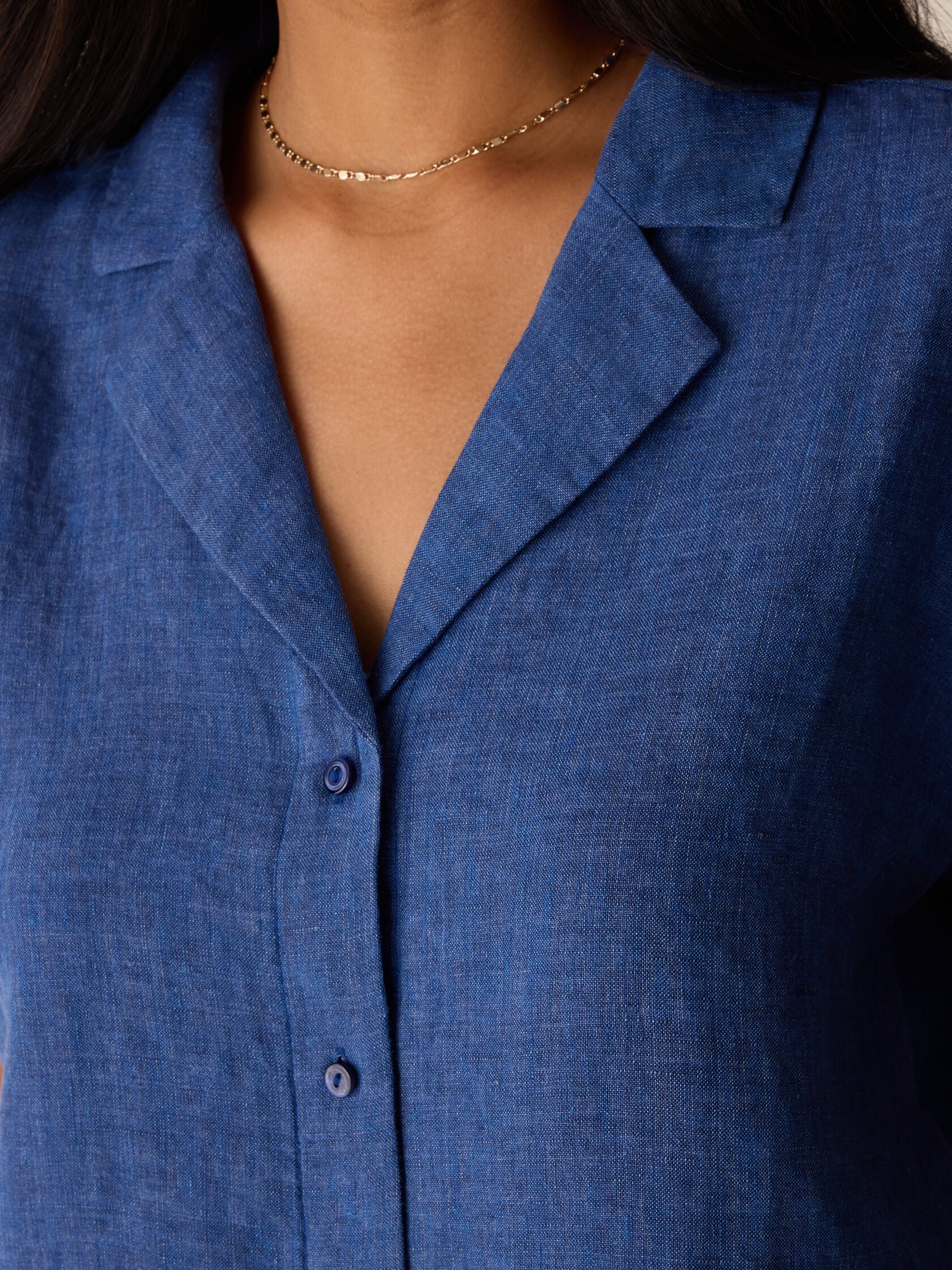 Eileen Fisher Notch Collar Shirt W/ Cuffed Short Sleeve