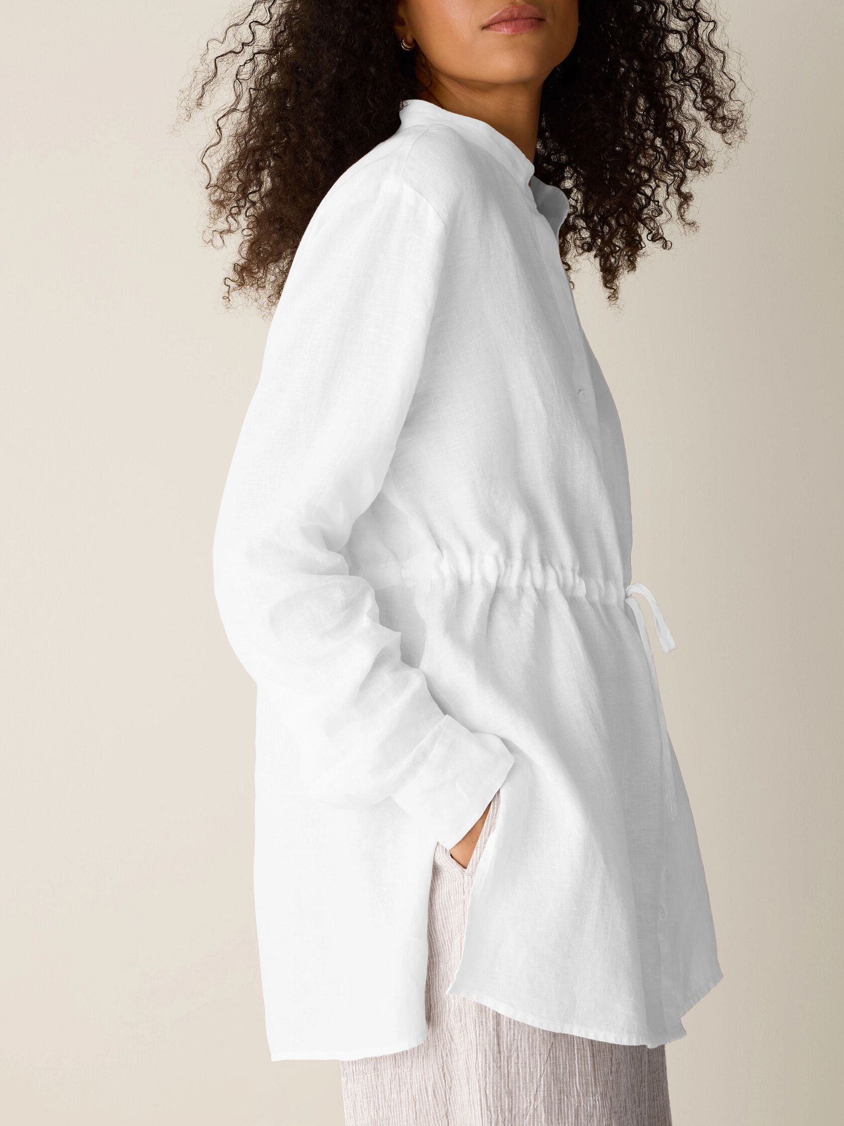 Eileen Fisher Mandarin Collar Long Shirt