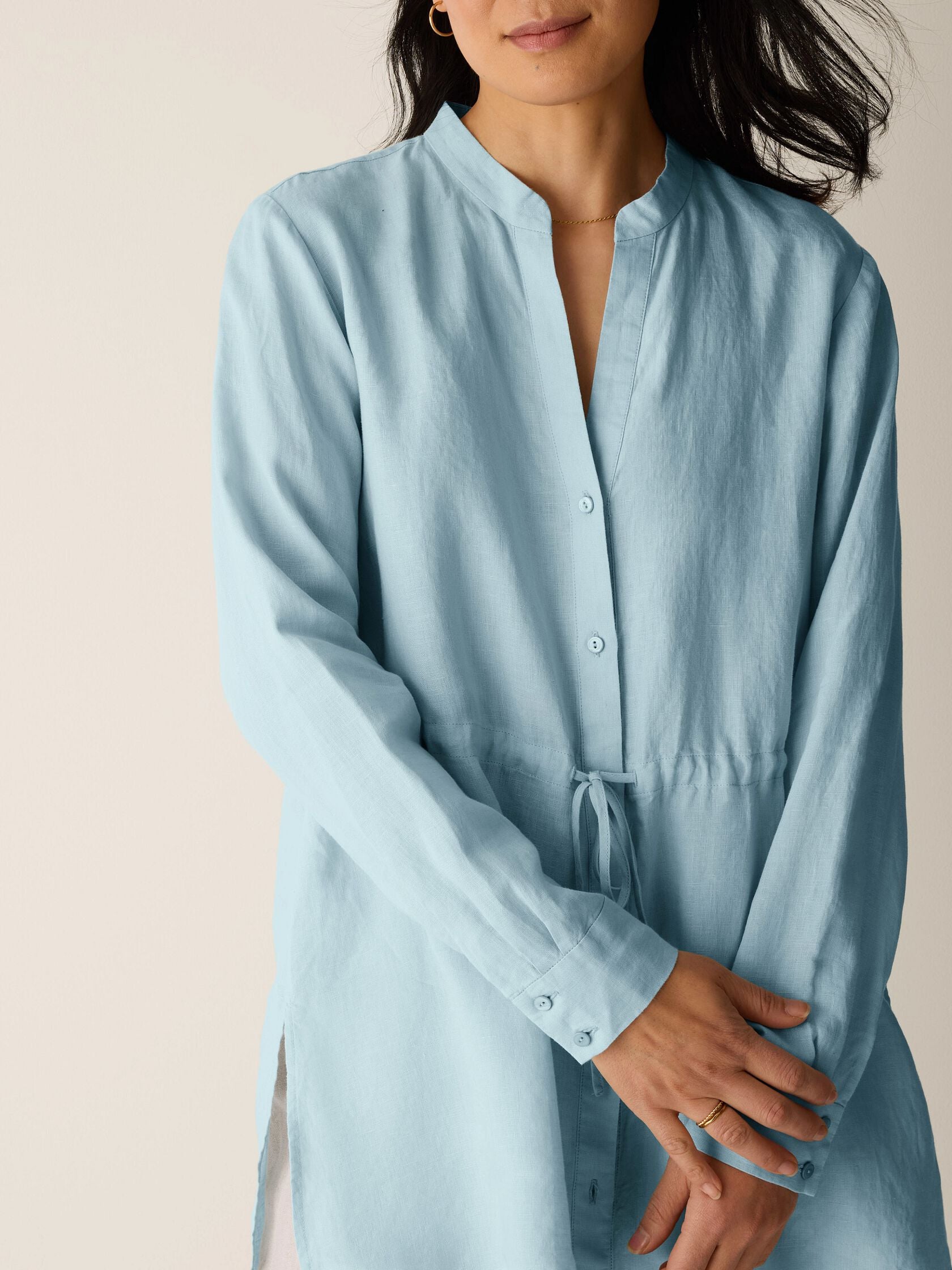 Eileen Fisher Mandarin Collar Long Shirt