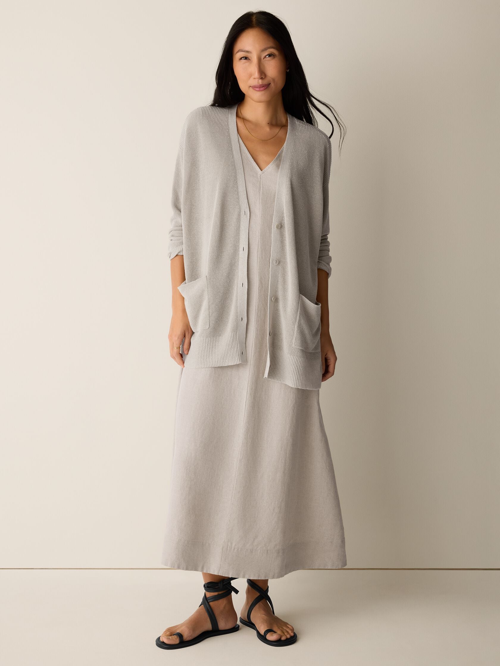 Eileen Fisher V-Neck Floor Length Dress