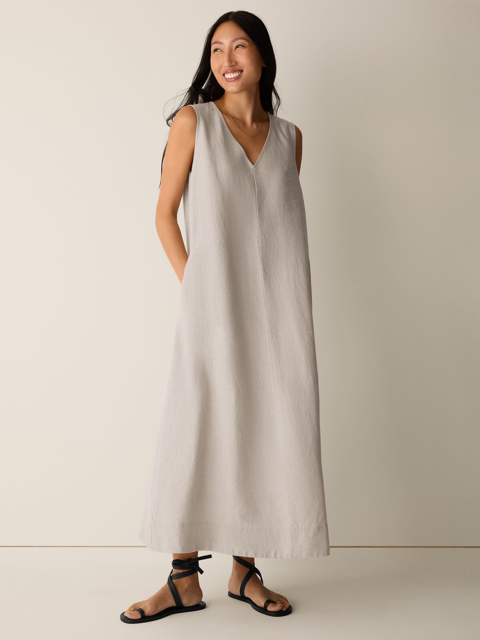 Eileen Fisher V-Neck Floor Length Dress