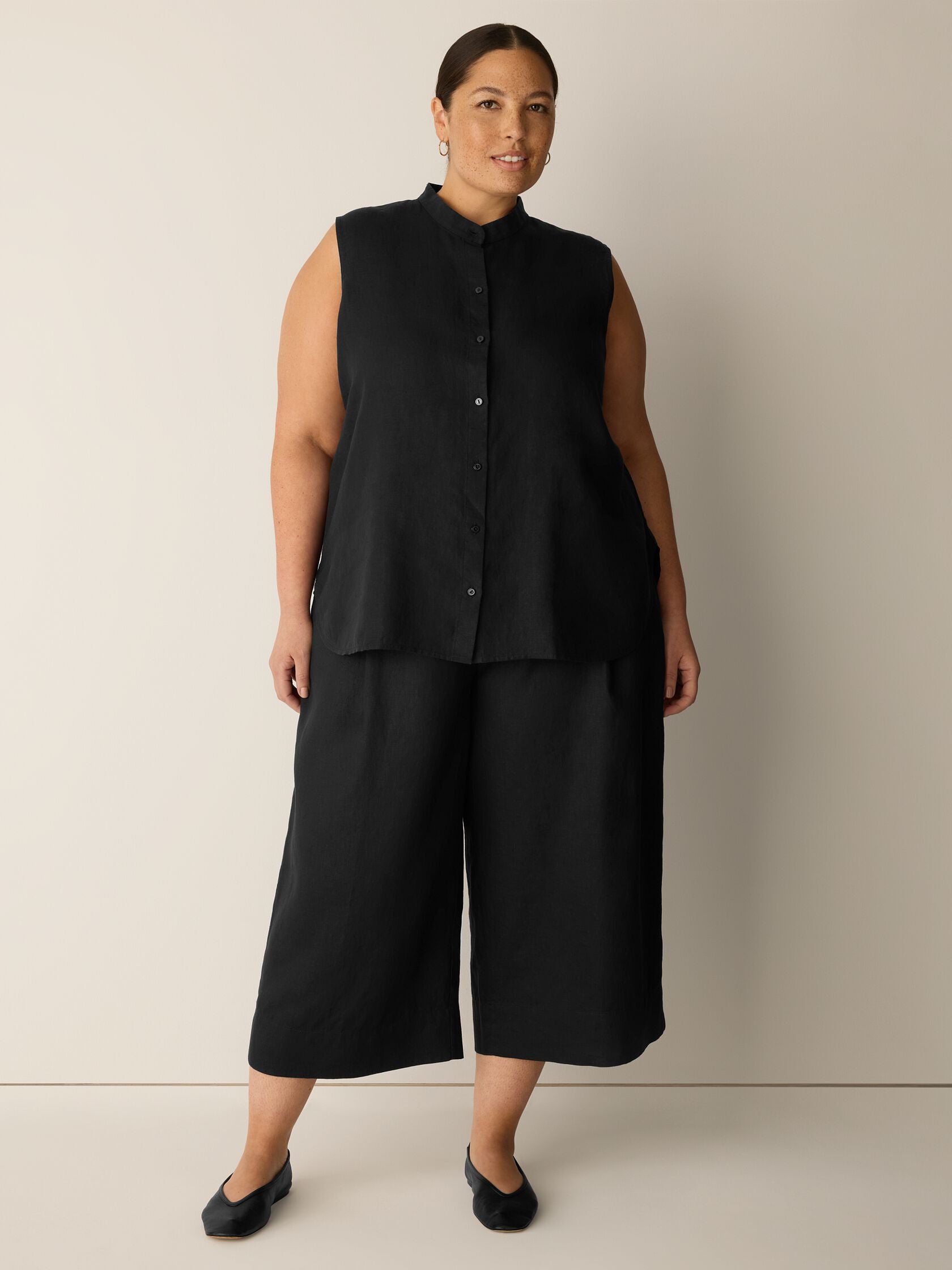 Eileen Fisher High-Waisted Wide Cropped Trouser