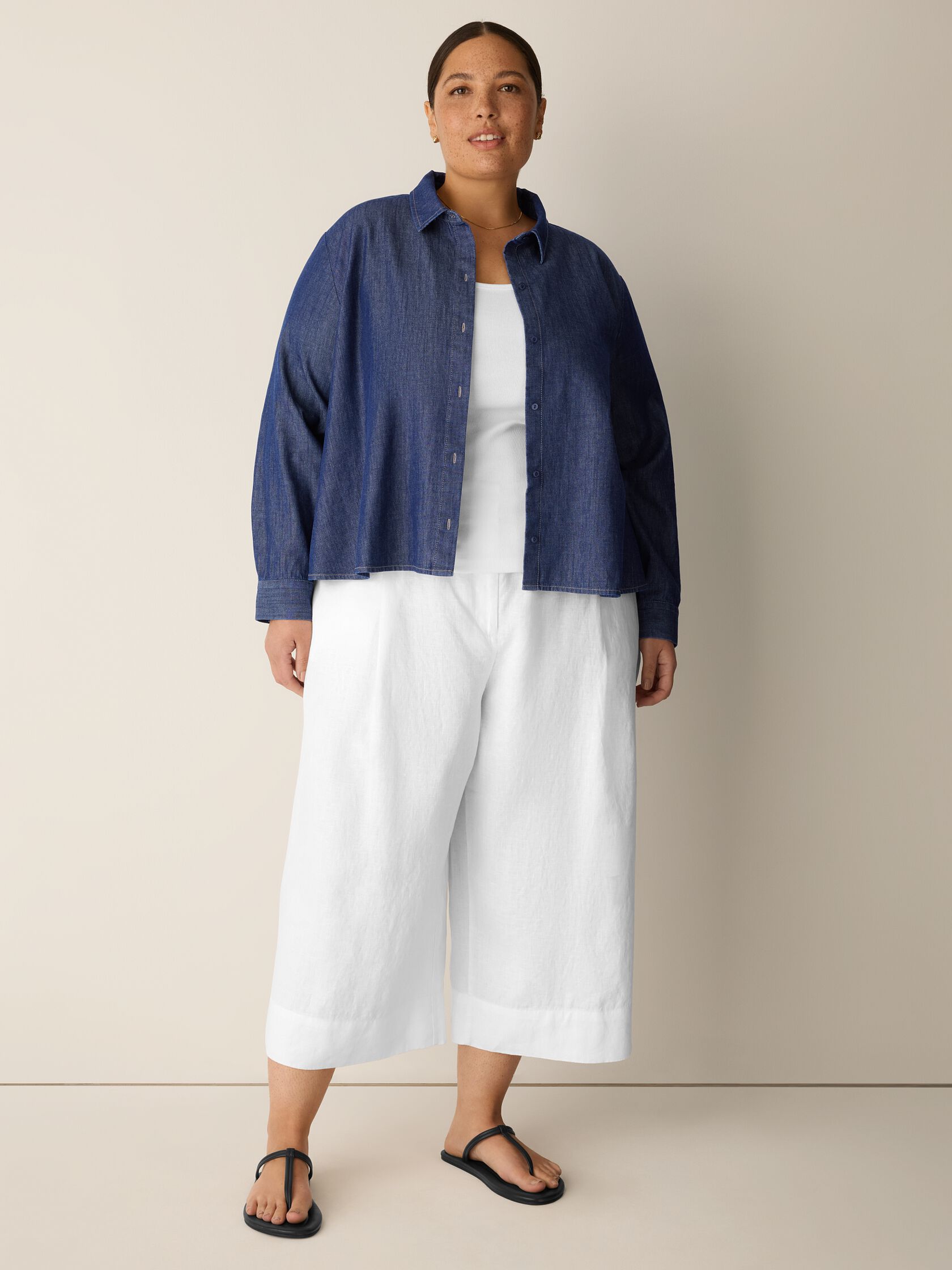 Eileen Fisher High-Waisted Wide Cropped Trouser