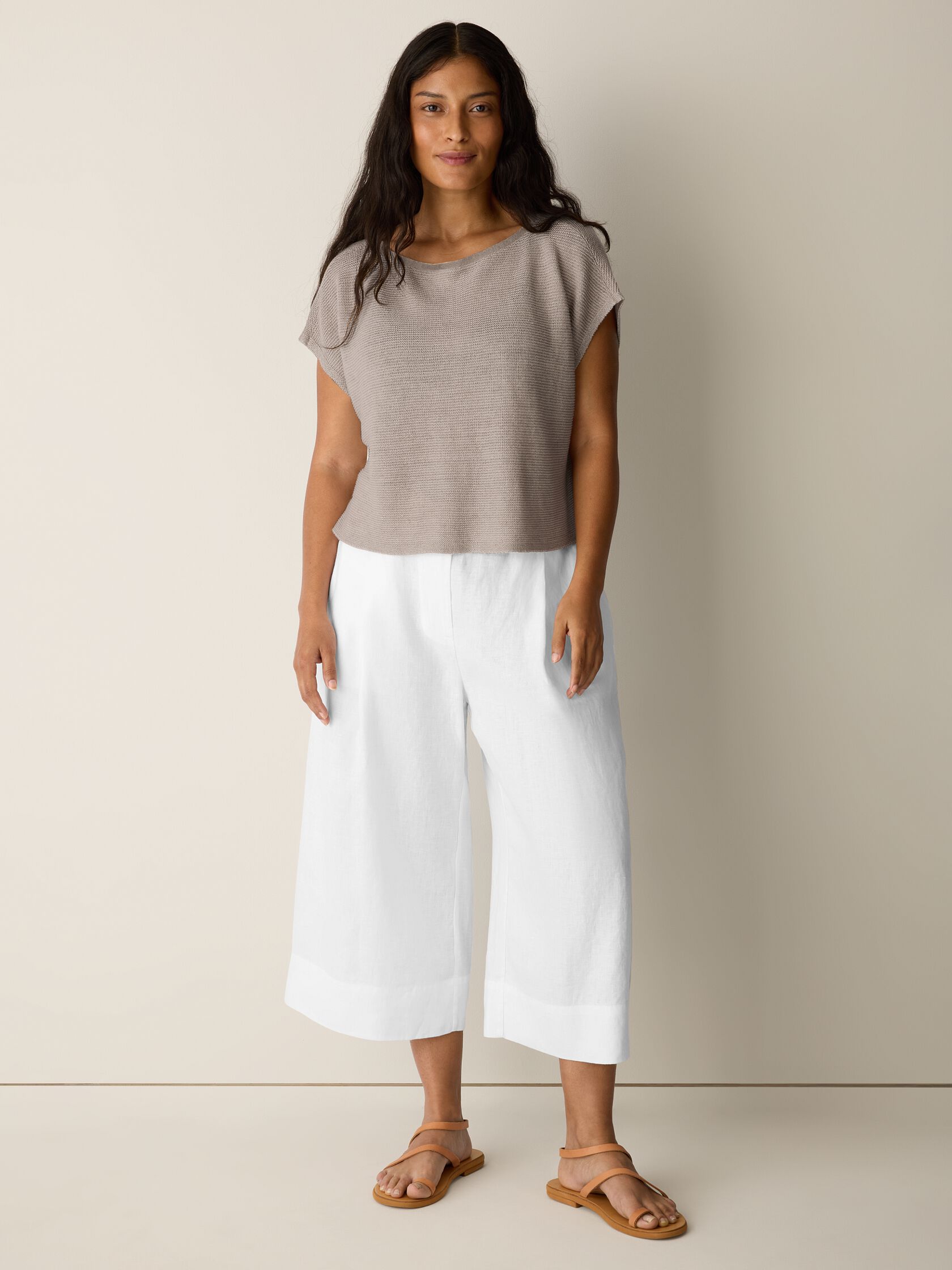 Eileen Fisher High-Waisted Wide Cropped Trouser