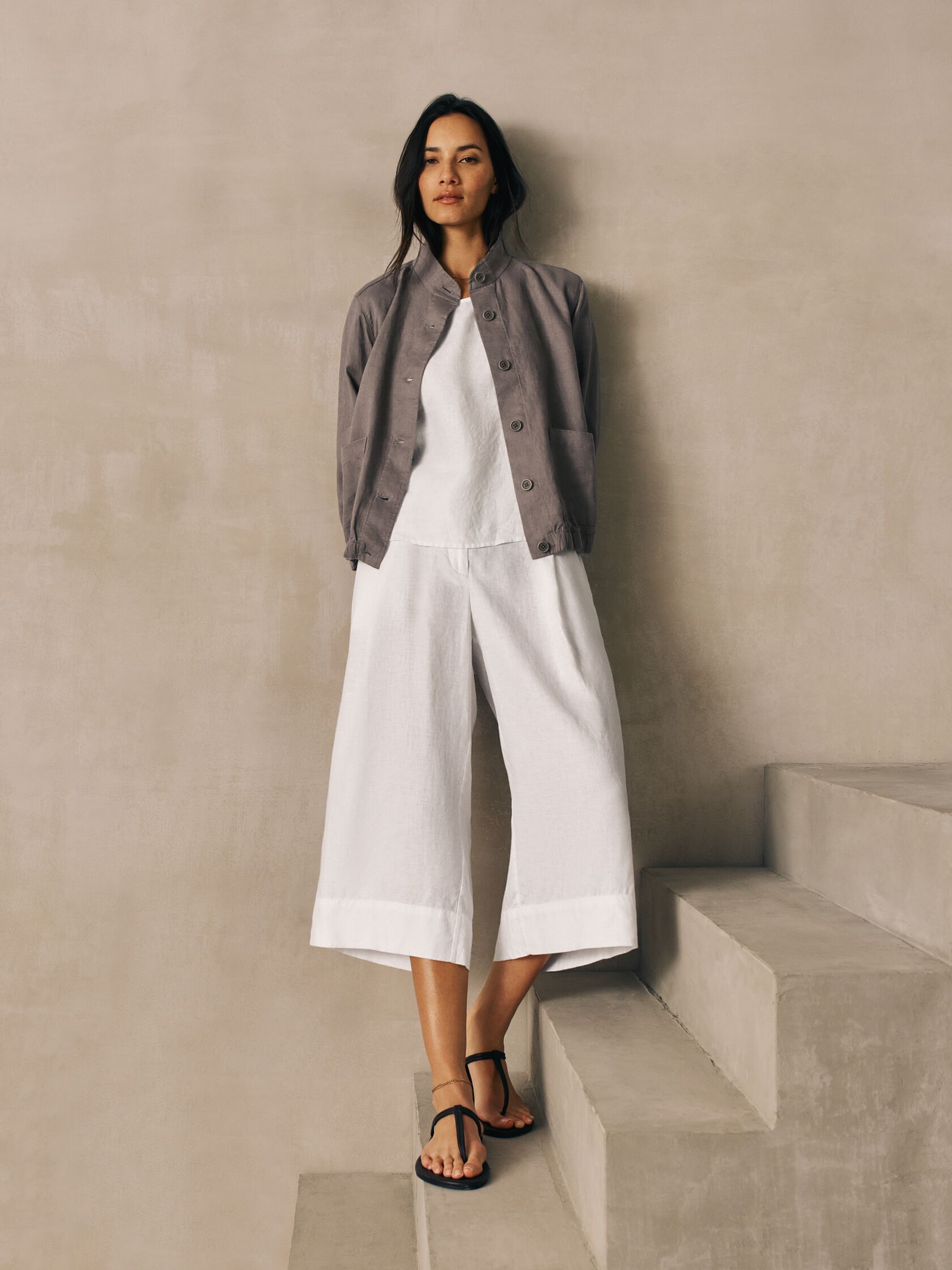 Eileen Fisher High-Waisted Wide Cropped Trouser