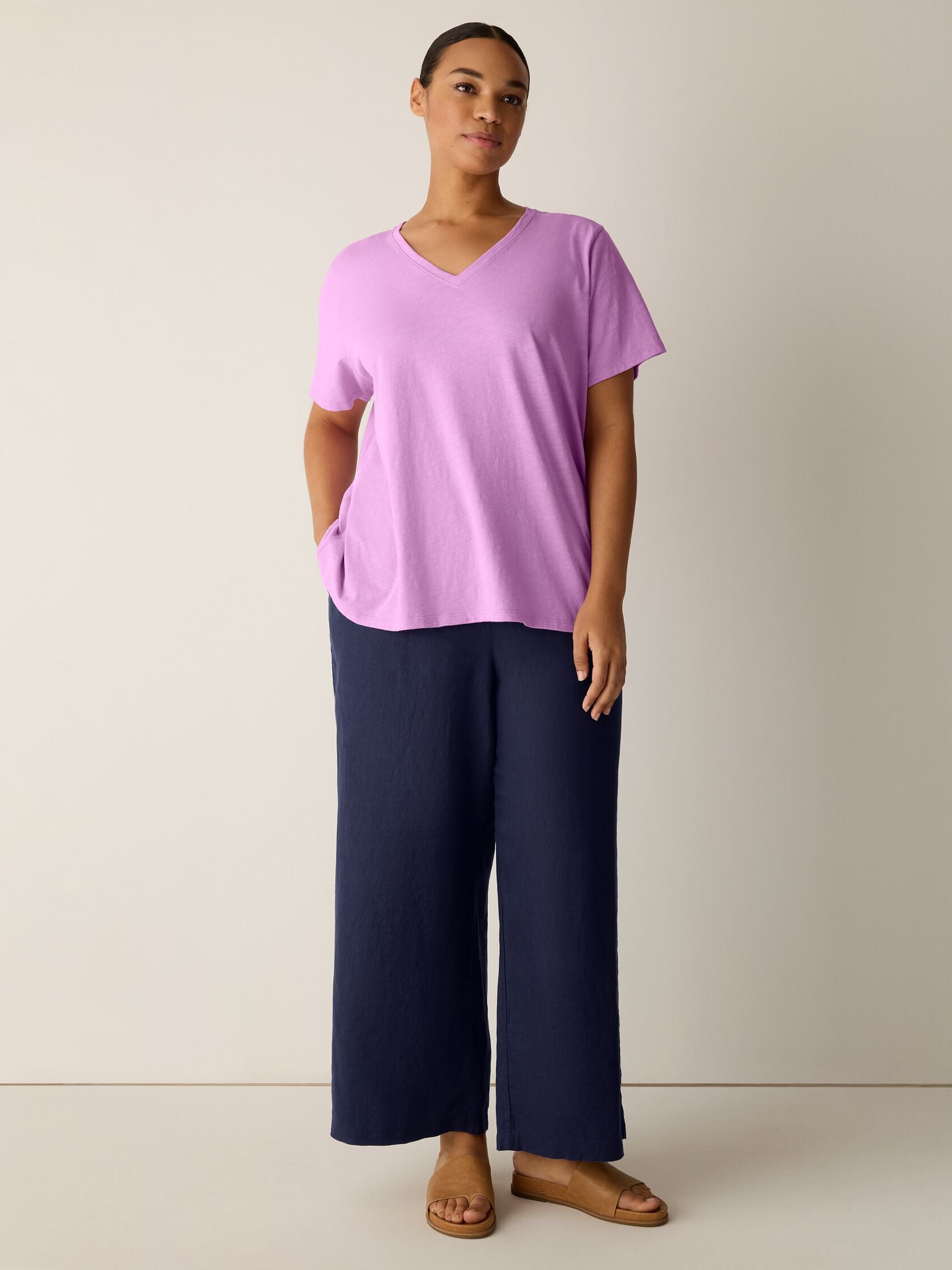Eileen Fisher V-Neck Short Sleeve Easy Tee