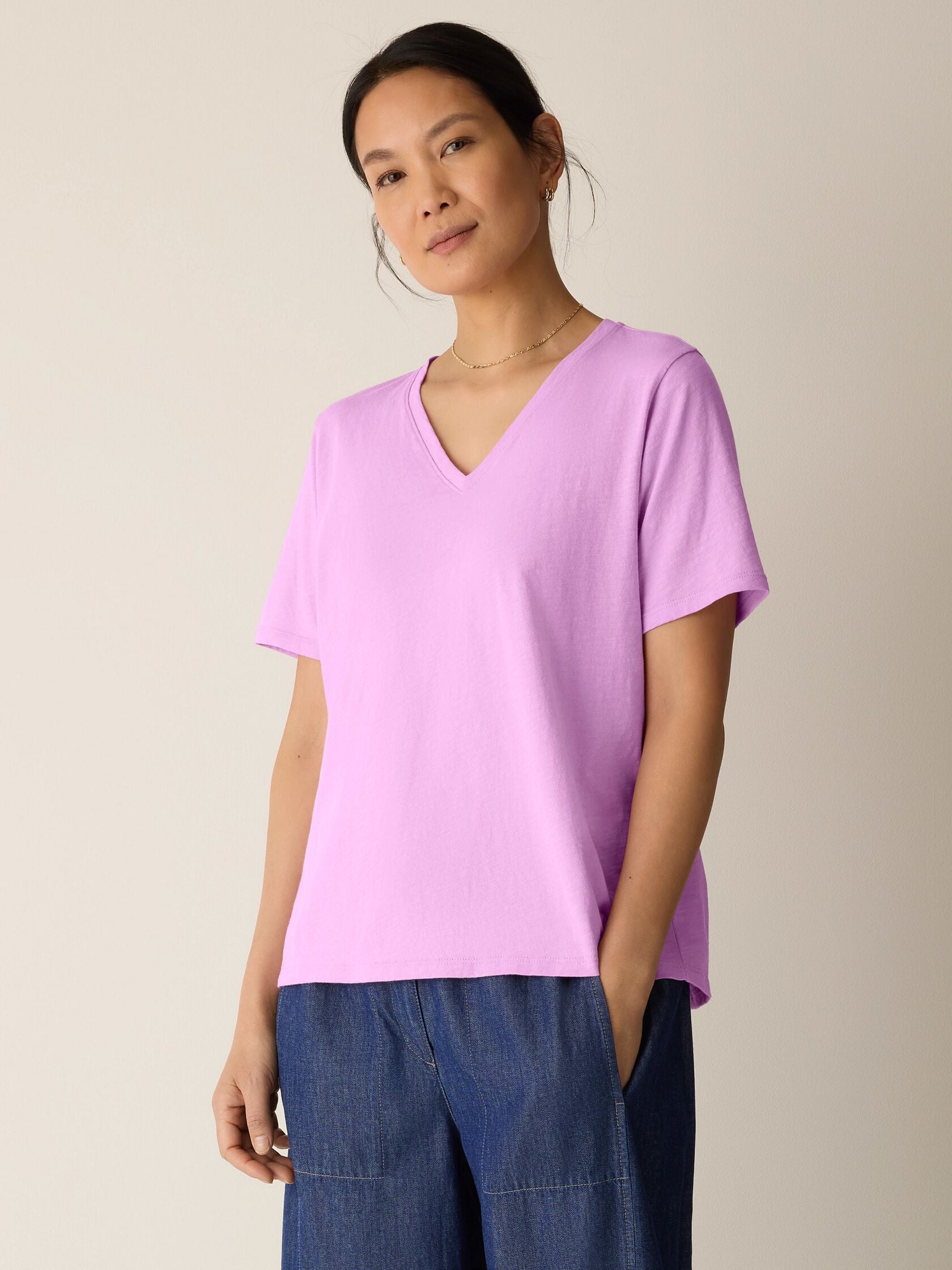Eileen Fisher V-Neck Short Sleeve Easy Tee