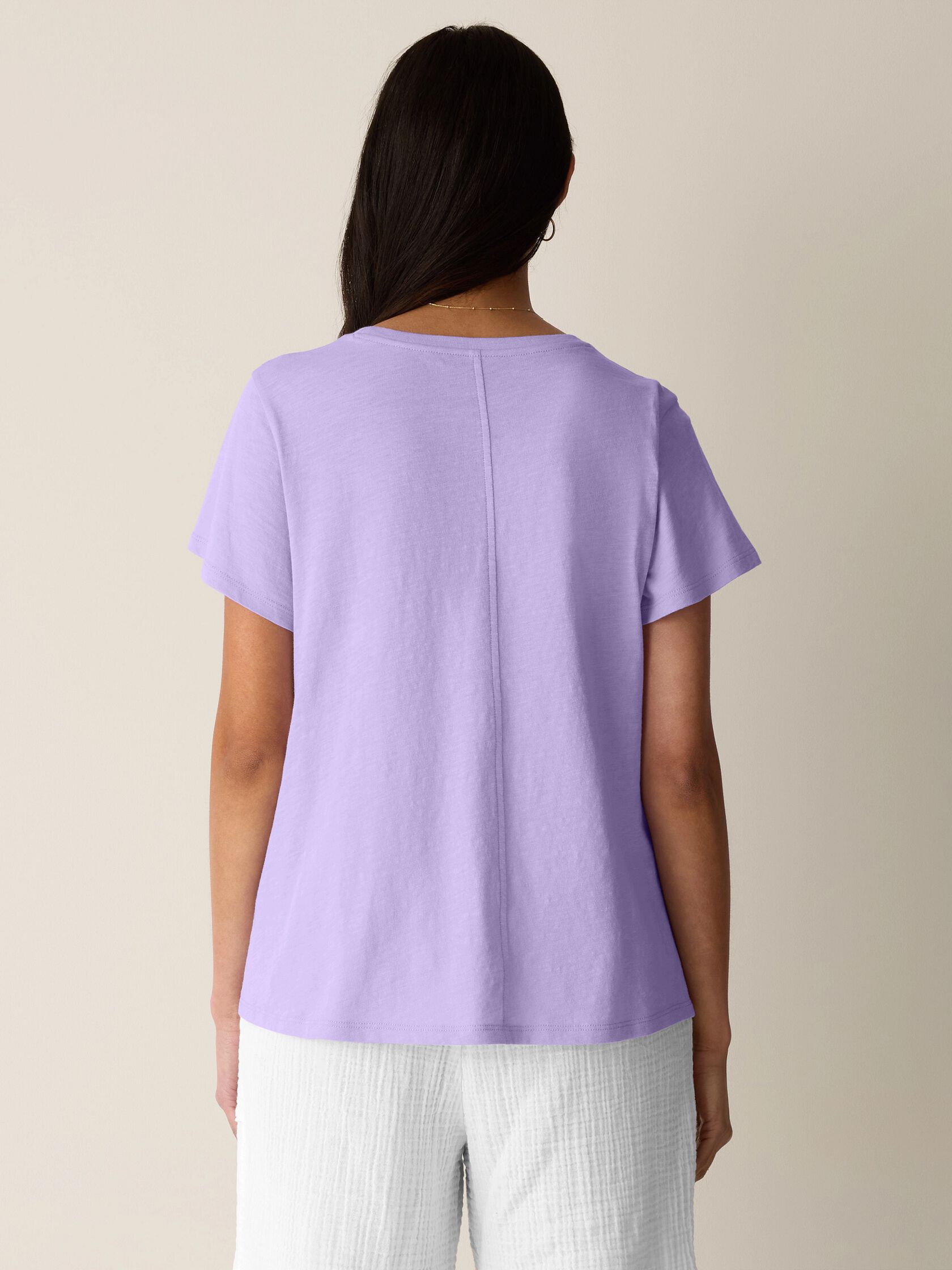 (Pre-Order) Eileen Fisher Crew Neck Tee With Cap Sleeve
