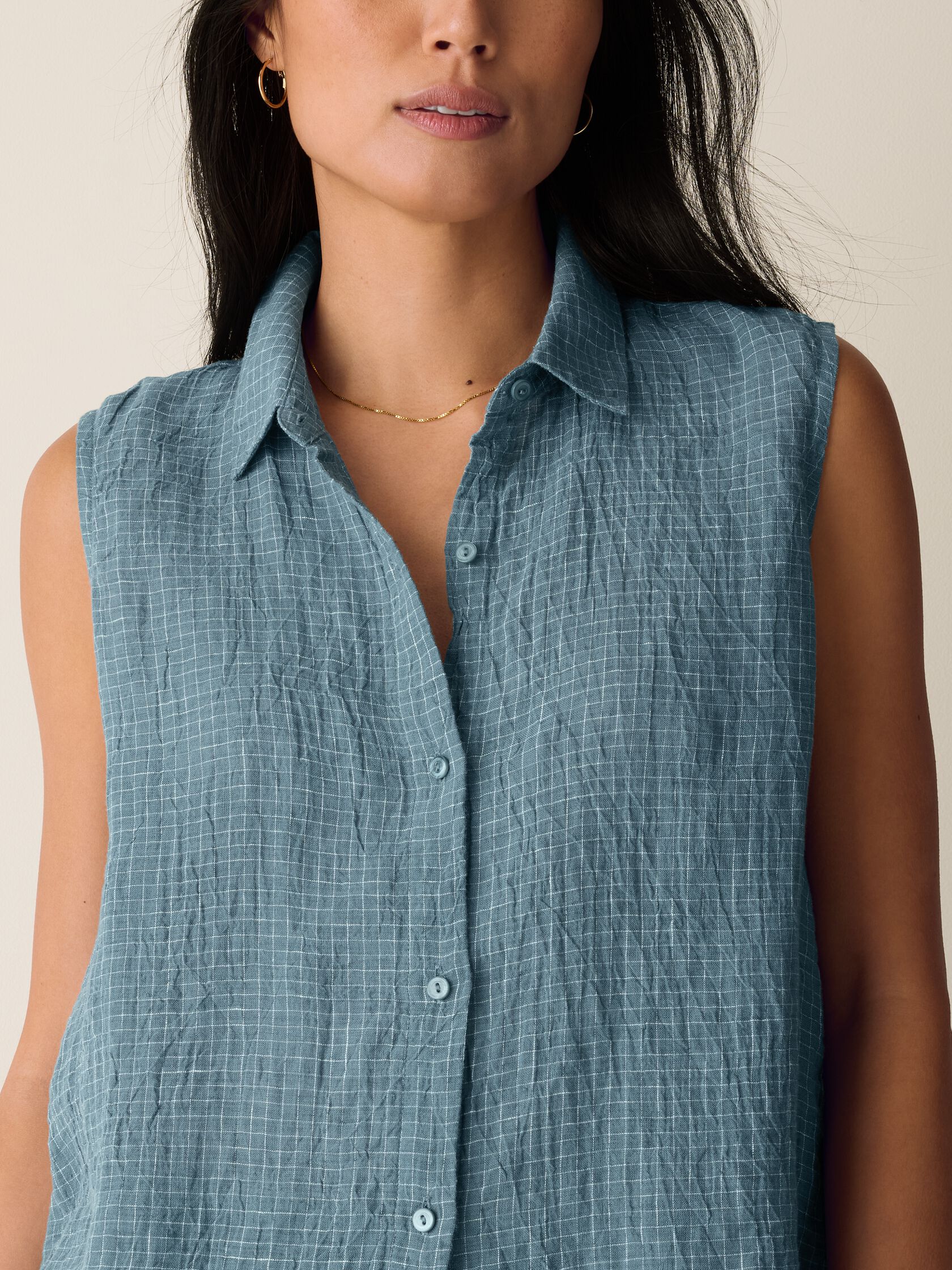 Eileen Fisher Classic Collar Sleeveless Shirt