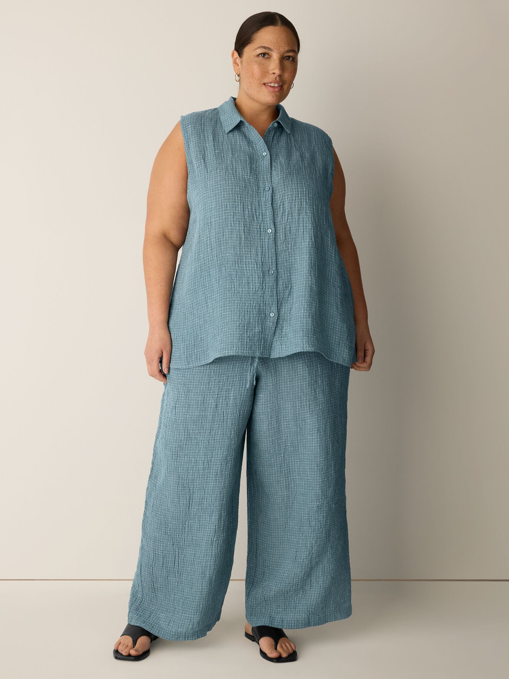 Eileen Fisher Classic Collar Sleeveless Shirt