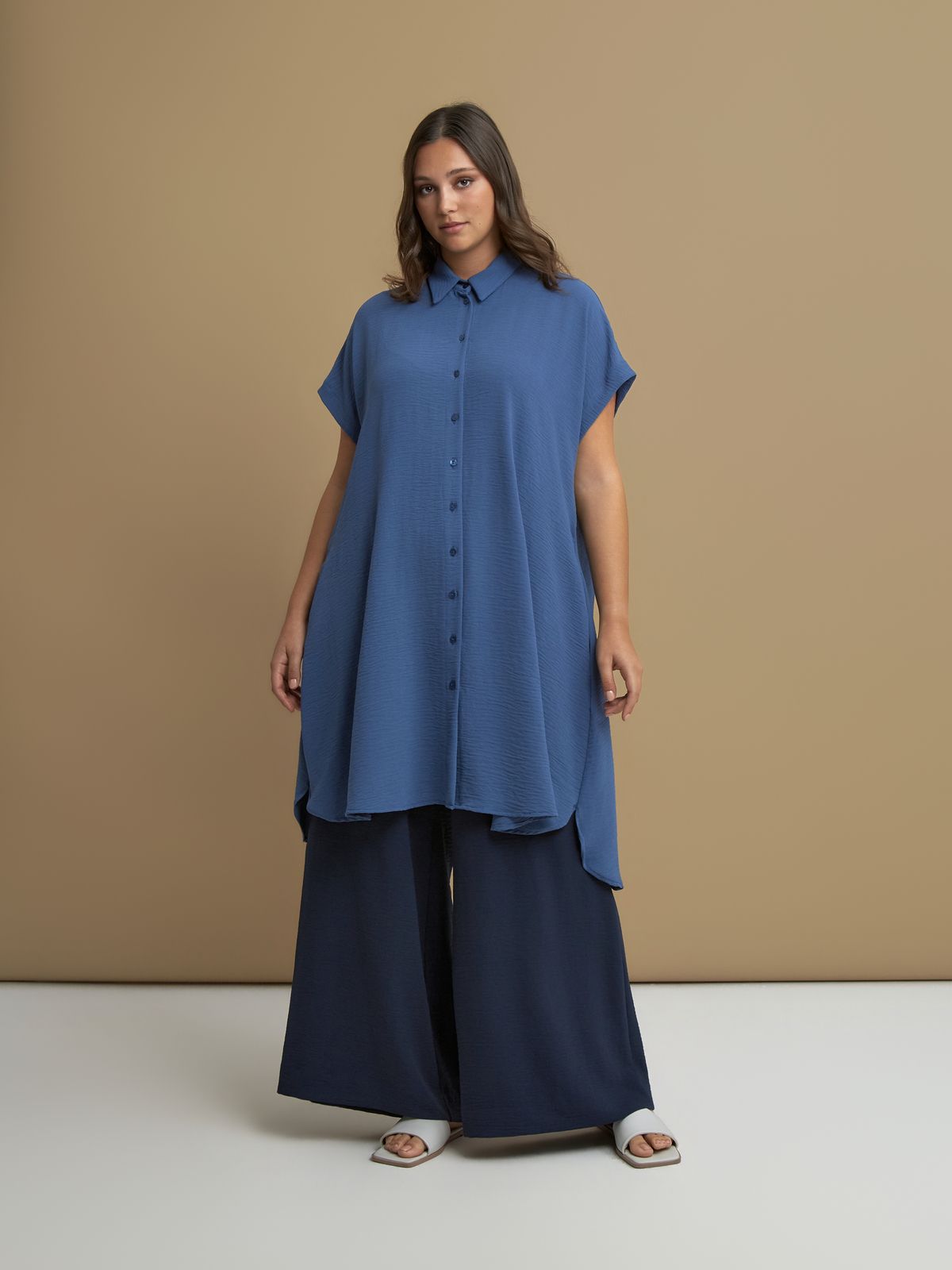 Mat Button Shirt Dress