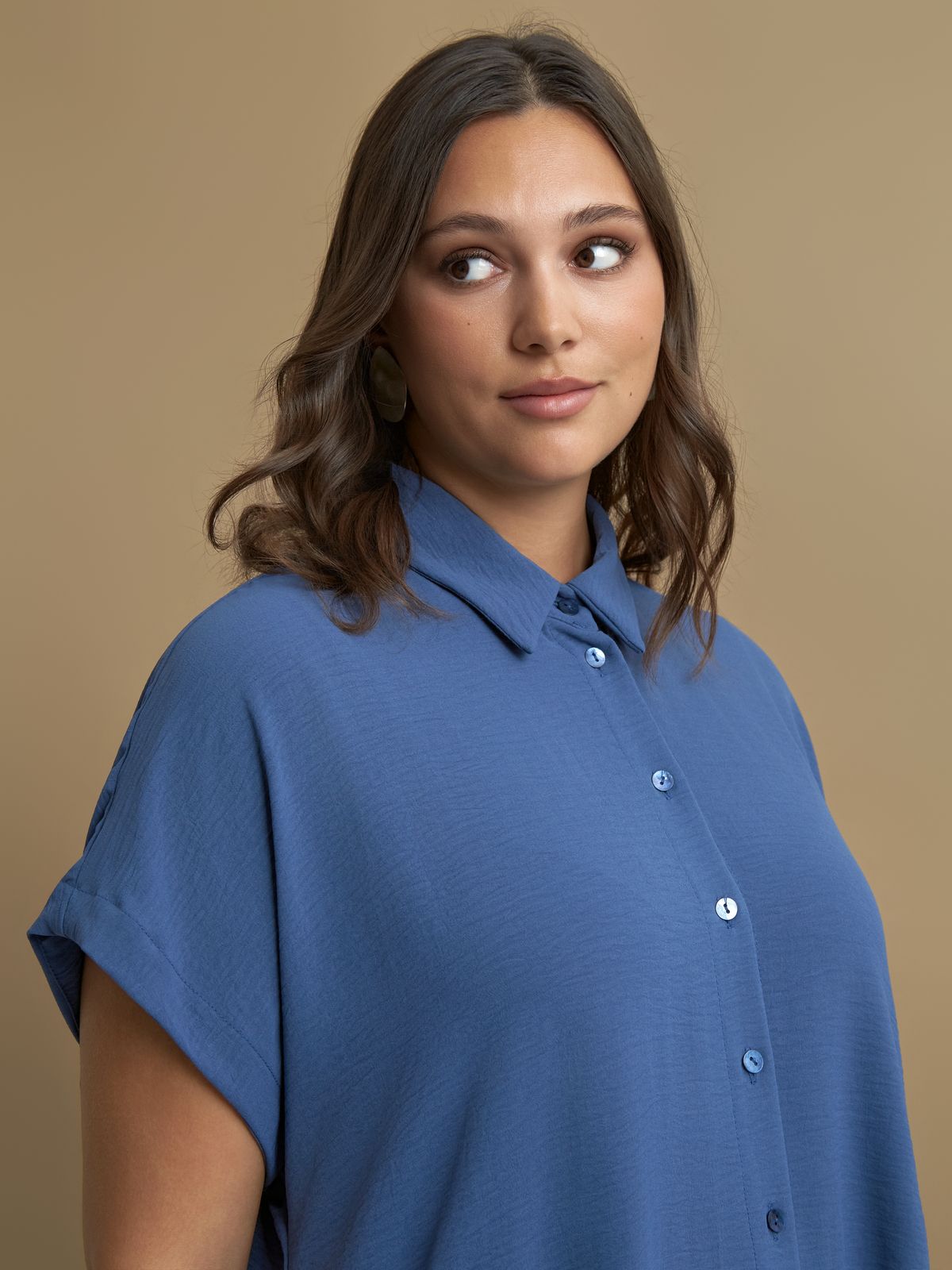 Mat Button Shirt Dress