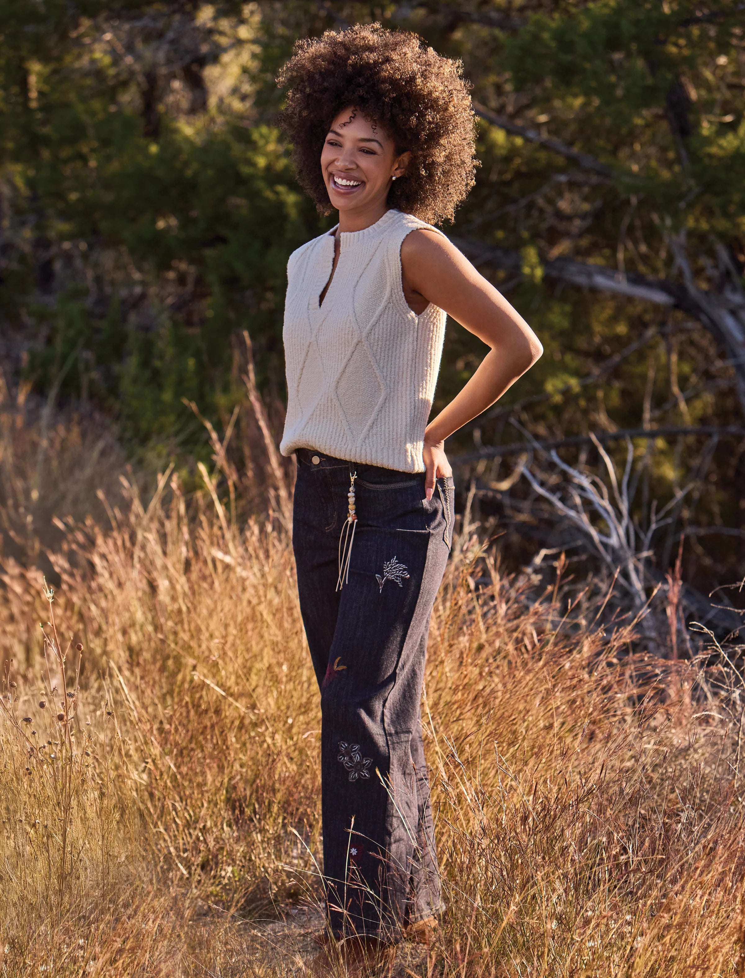 Tribal Split Neck Sweater