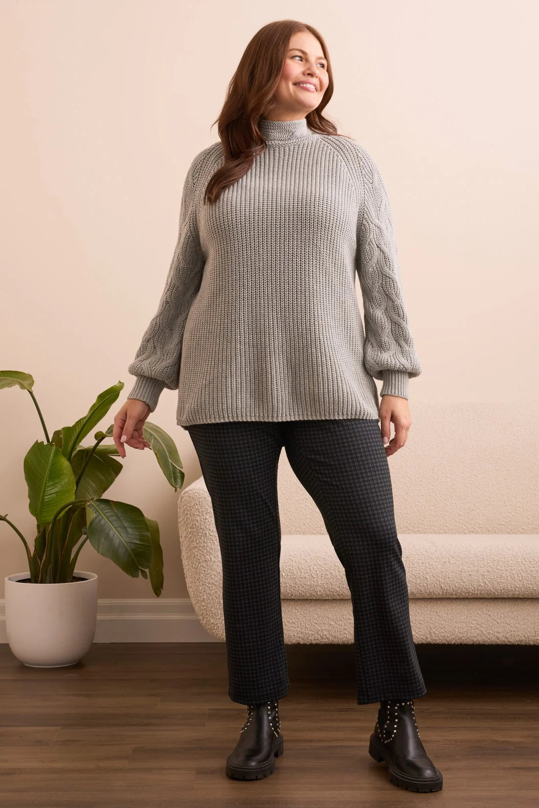 Tribal Long Sleeve Cable Sweater