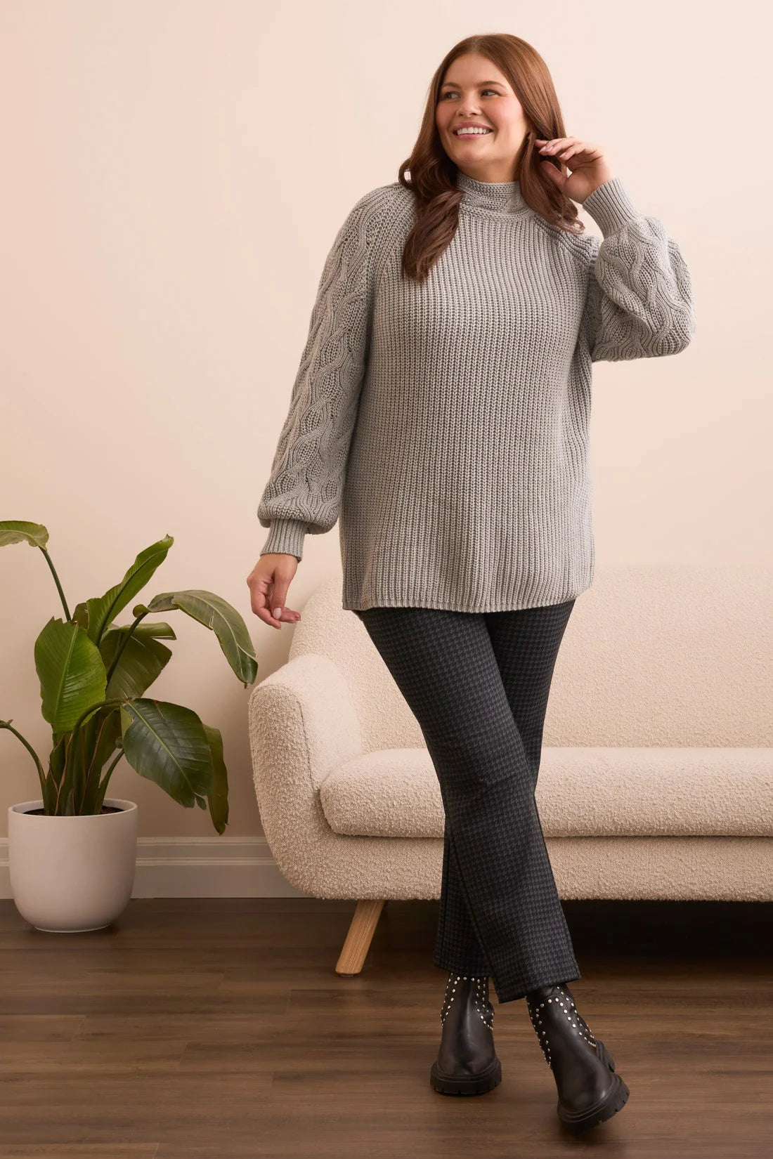 Tribal Long Sleeve Cable Sweater