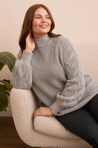 Tribal Long Sleeve Cable Sweater