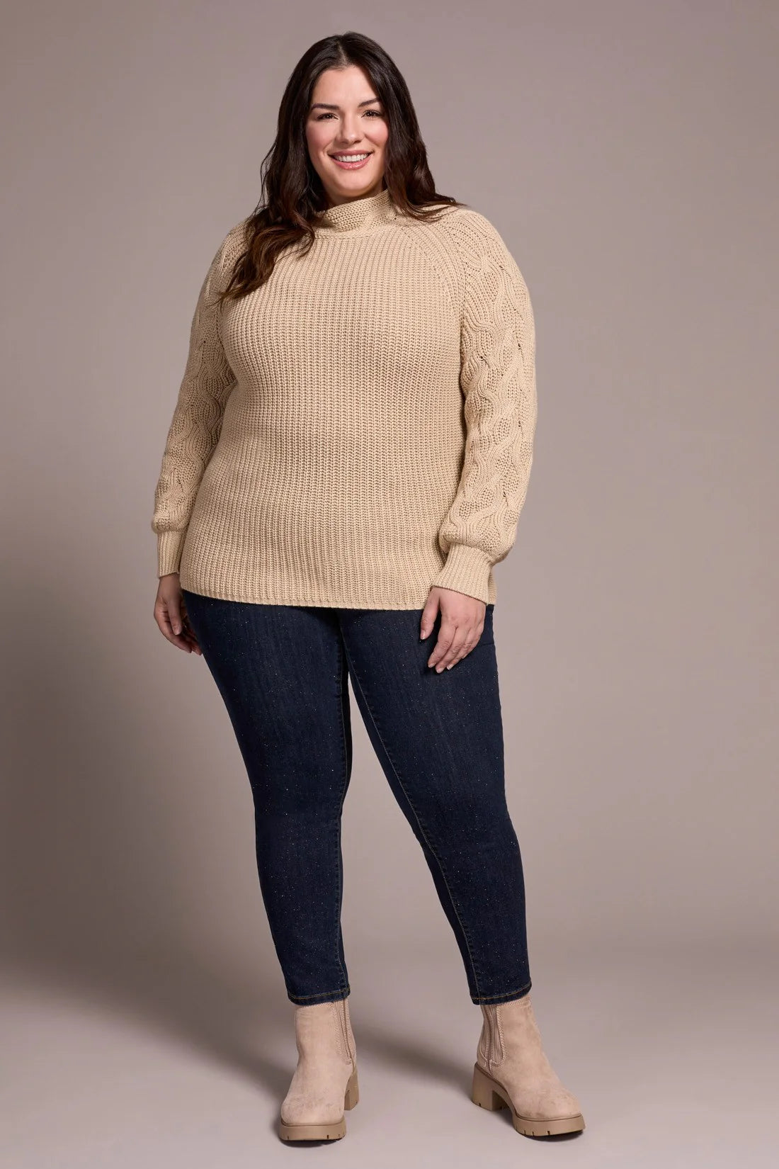 Tribal Long Sleeve Cable Sweater