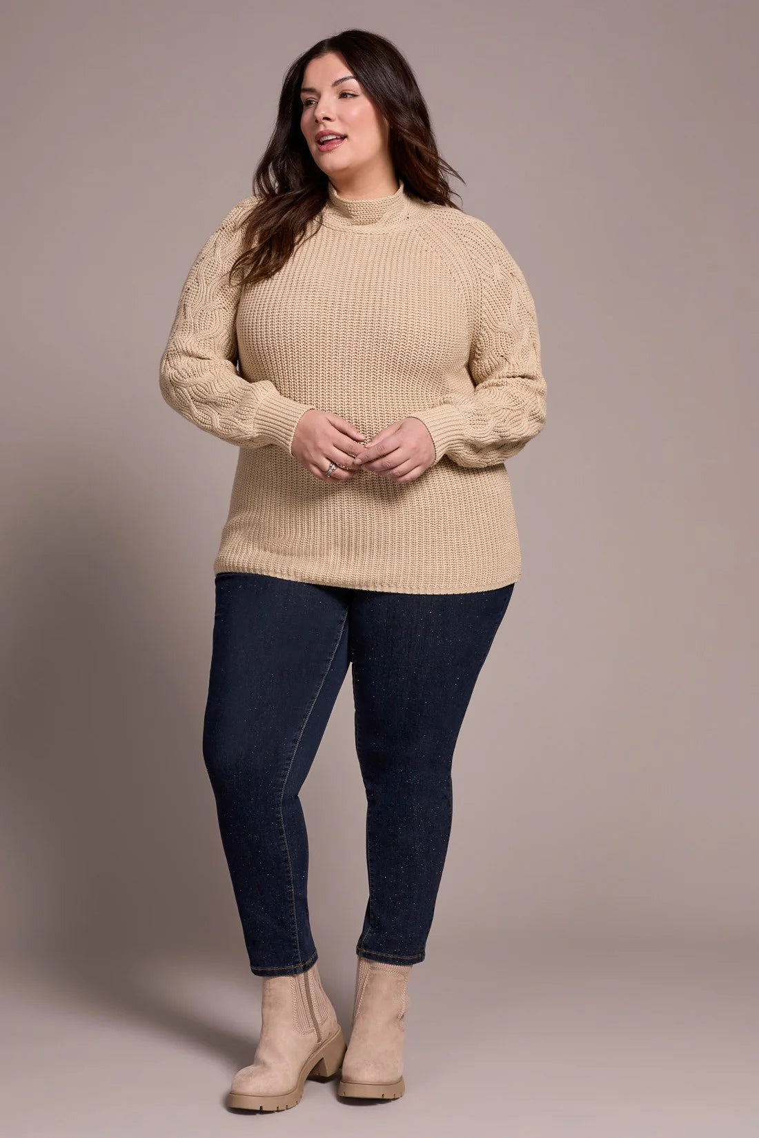 Tribal Long Sleeve Cable Sweater