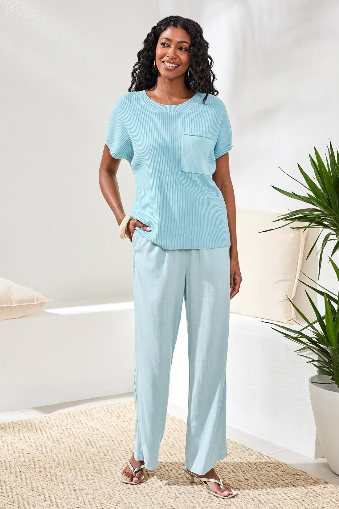 Tribal Short Sleeve Sweater Top