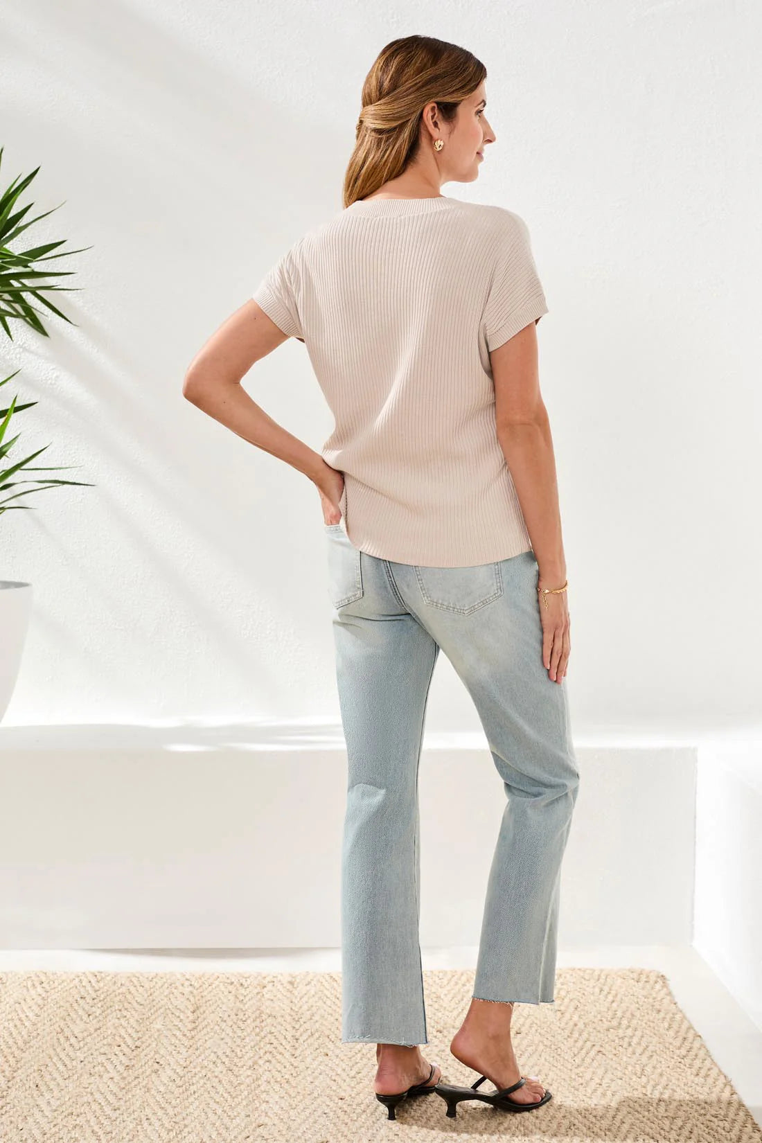 Tribal Short Sleeve Sweater Top