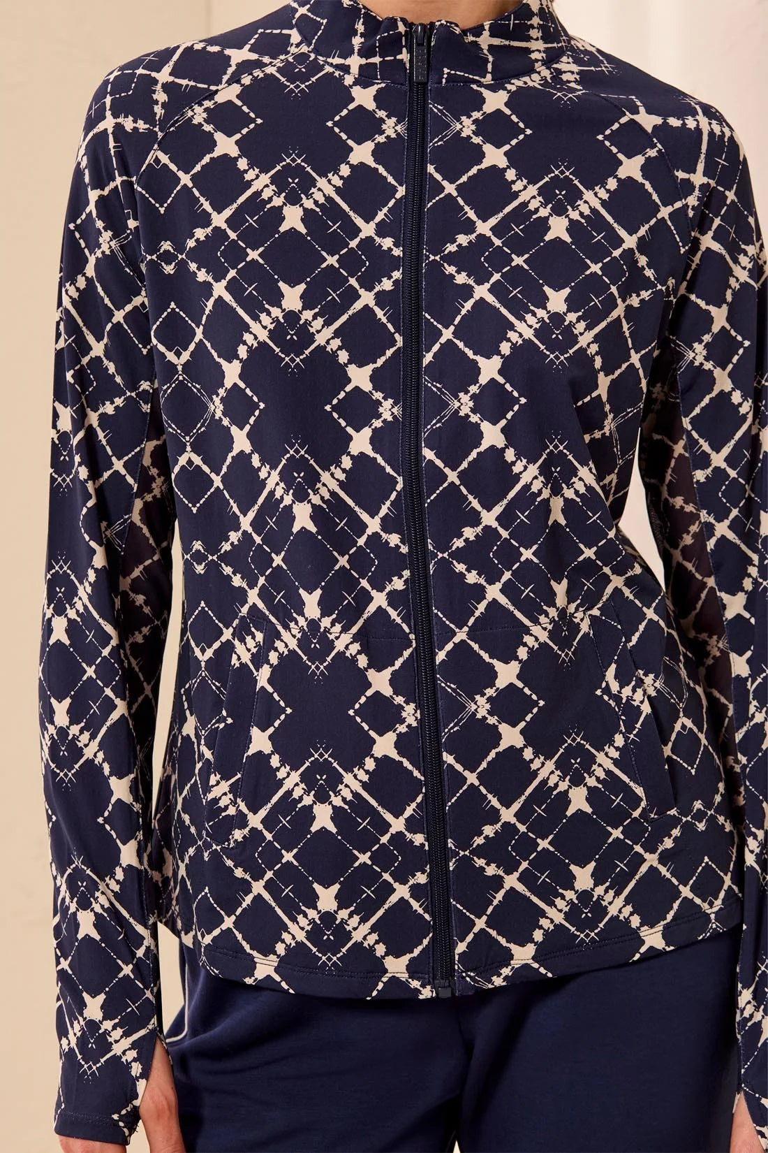 Tribal Mesh Sleeve Zip-Up Cardigan