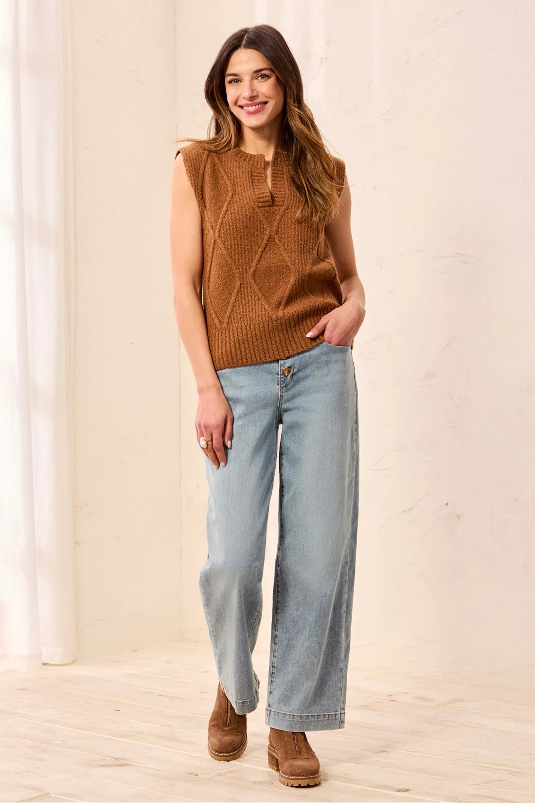 Tribal Split Neck Sweater