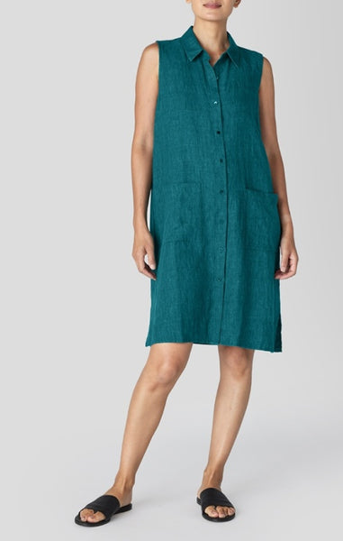 Eileen Fisher Classic Collar Sleeveless Skirt Dress