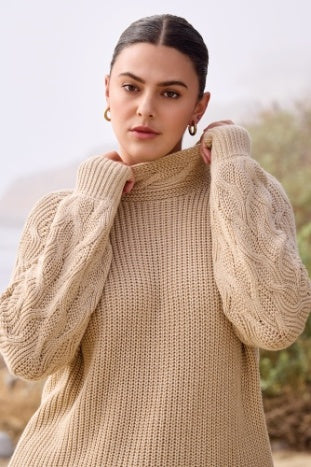 Tribal Long Sleeve Cable Sweater