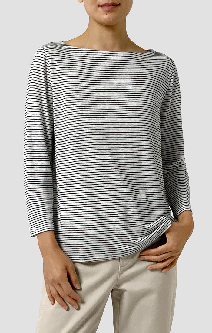Eileen Fisher Bateau Neck 3/4 Sleeve Top