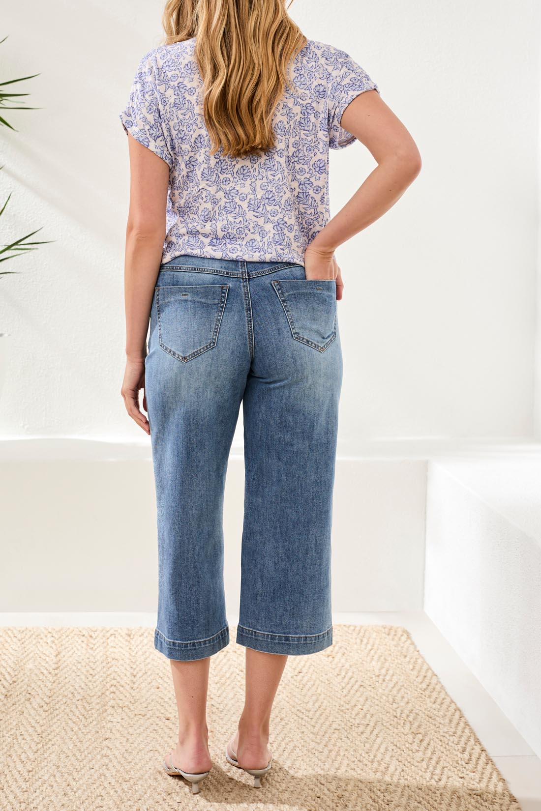 Tribal Audrey Button Fly Crop Pants