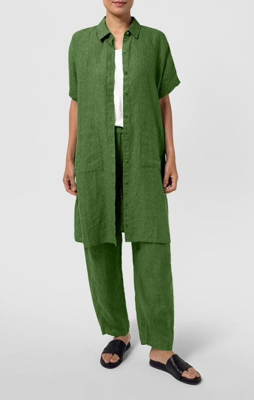 (Pre-Order) Eileen Fisher Classic Collar Short Sleeve Knee Length Dress