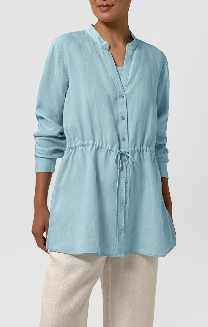 Eileen Fisher Mandarin Collar Long Shirt