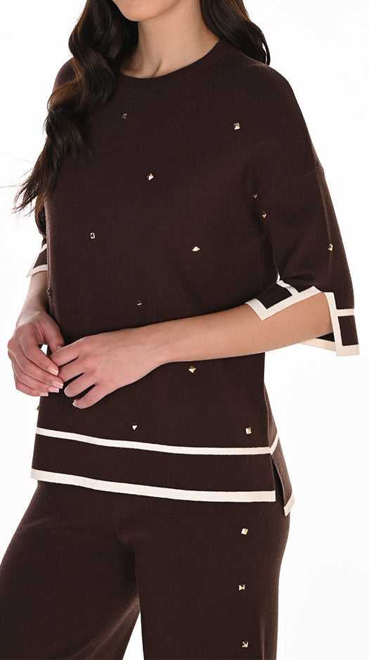 Frank Lyman Knit Sweater with Studs