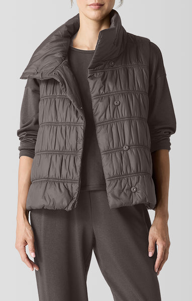 Eileen Fisher High Collar Ruched Vest