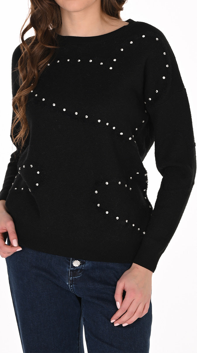 Frank Lyman Bedazzle Heart Sweater