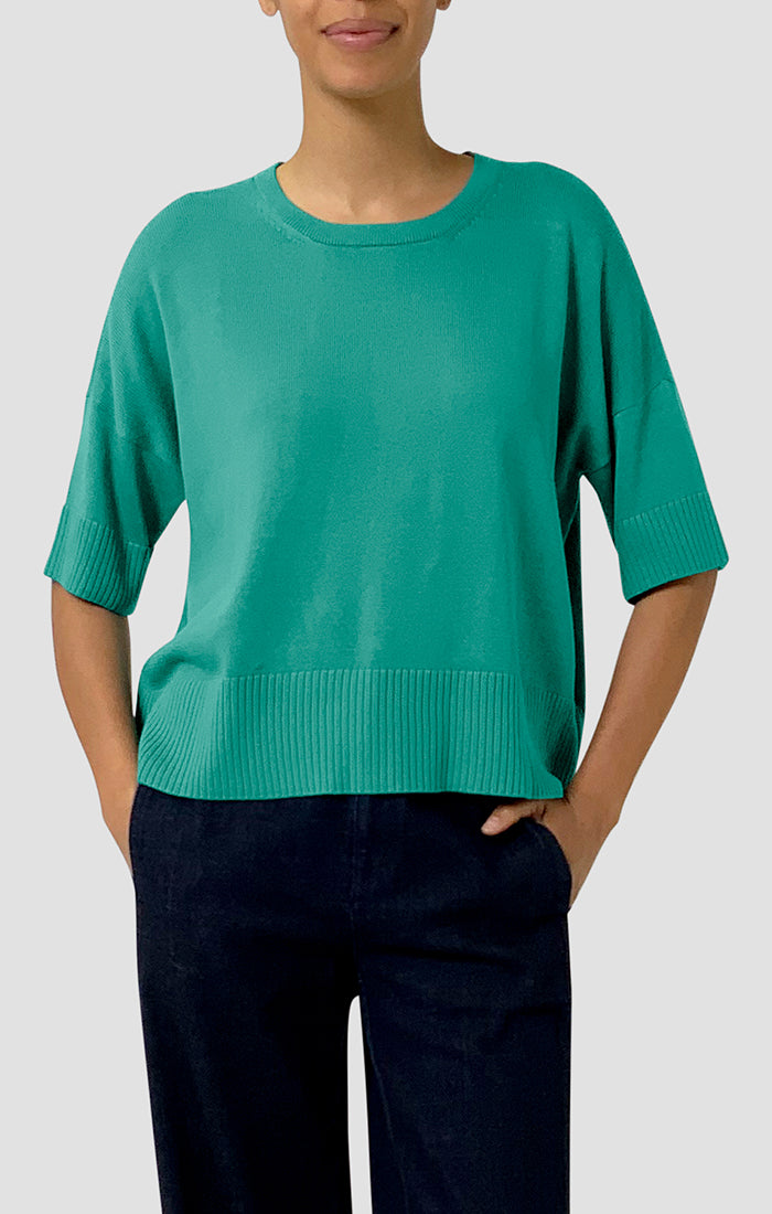 Eileen Fisher Crew Neck Elbow Sleeve Sweater