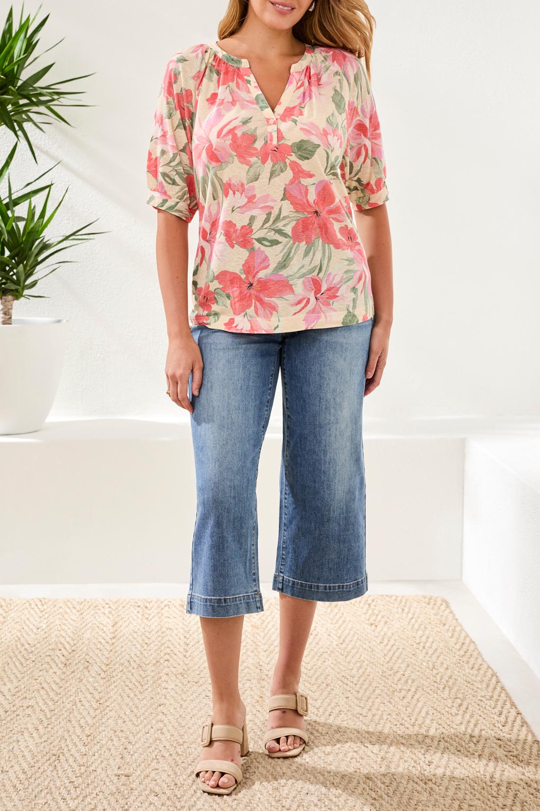Tribal Elbow Sleeve Top