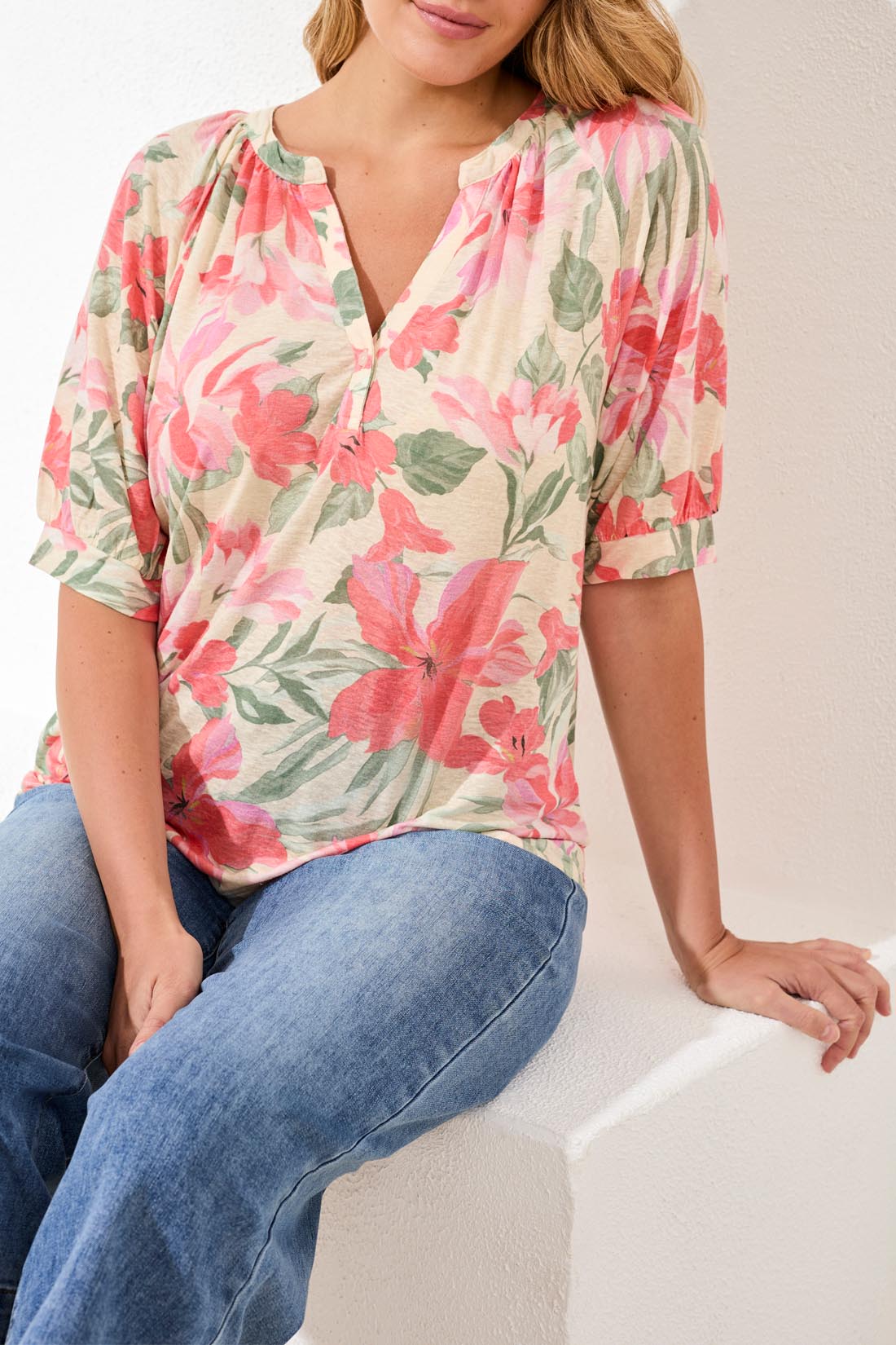 Tribal Elbow Sleeve Top